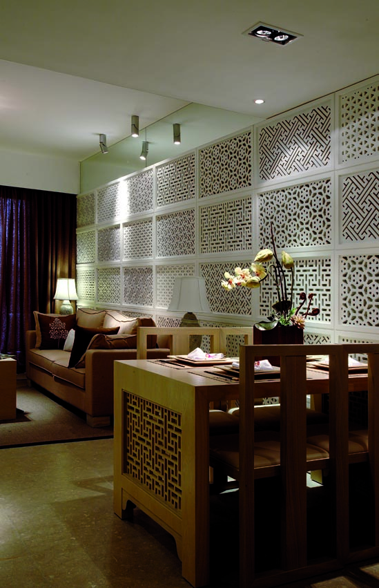 115平米装修效果图中式 平层装修样板间图片 乘新一小区(一区)