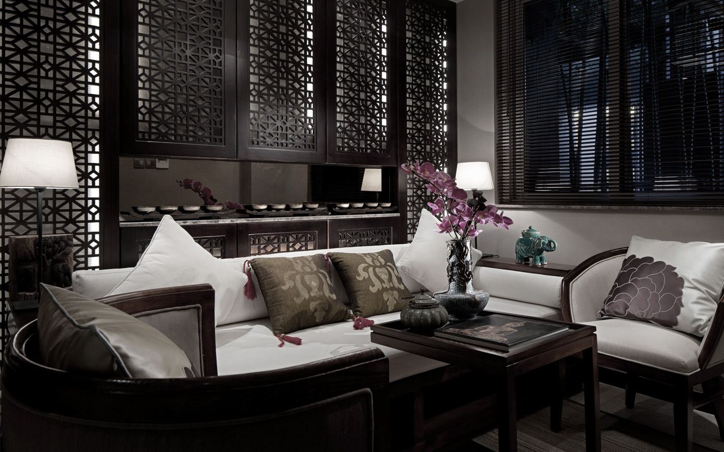 中式风格装修设计效果图 平层90平米装修样板间图片 经纬壹号经纬小区