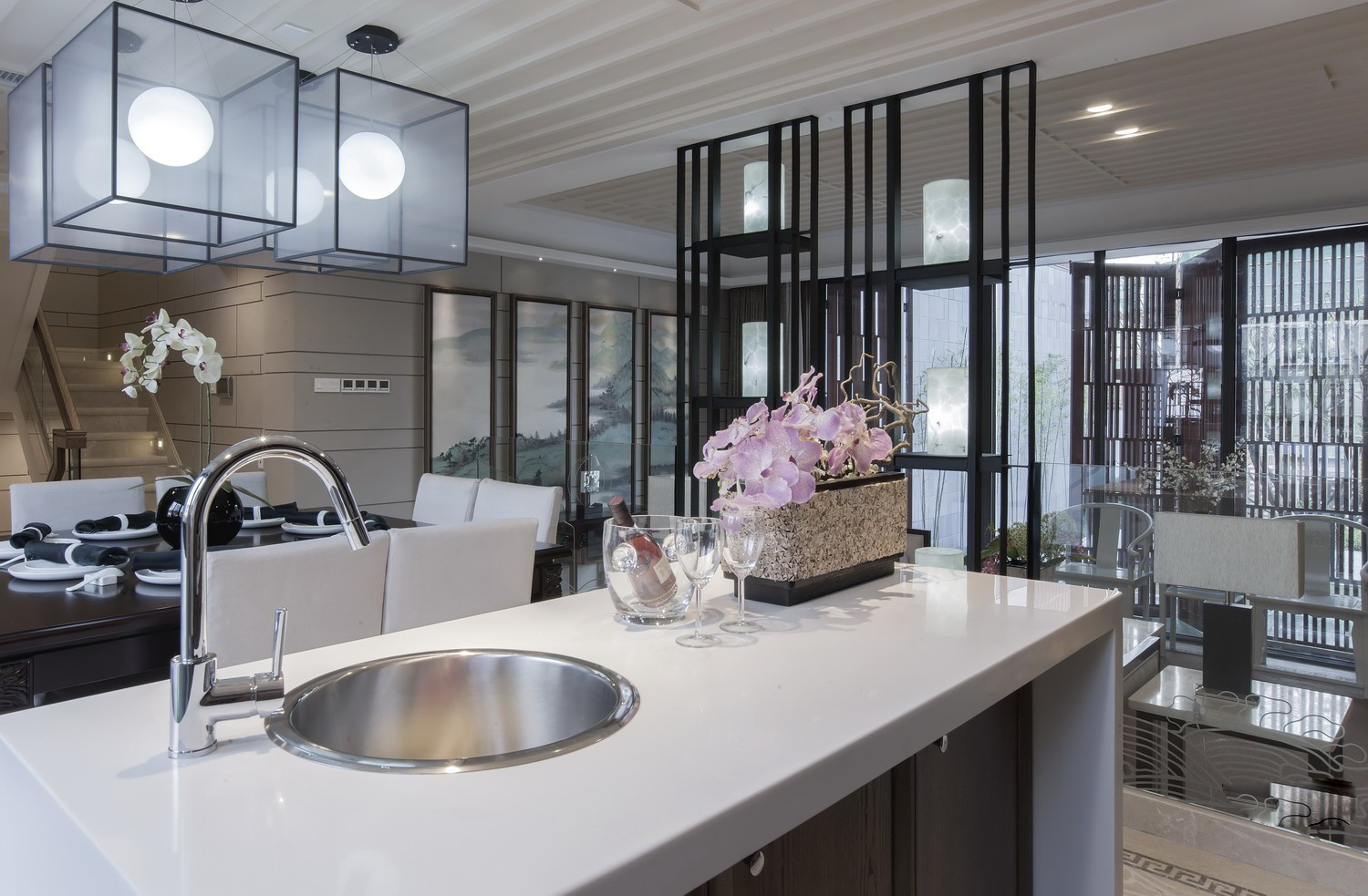 中式别墅装修效果图 250平米装修样板间案例图片 碧水绿洲