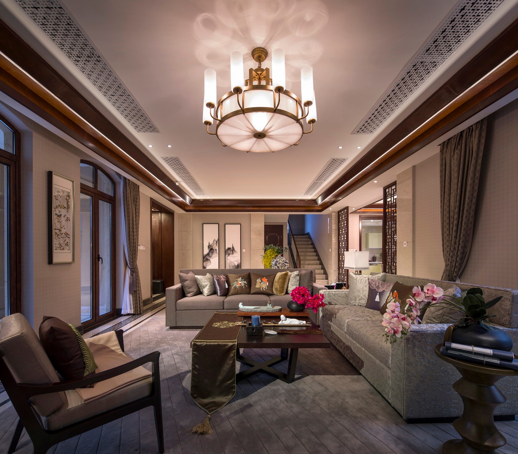 装修设计效果图片 装修样板间图片别墅246平米 中式风格 西文化街