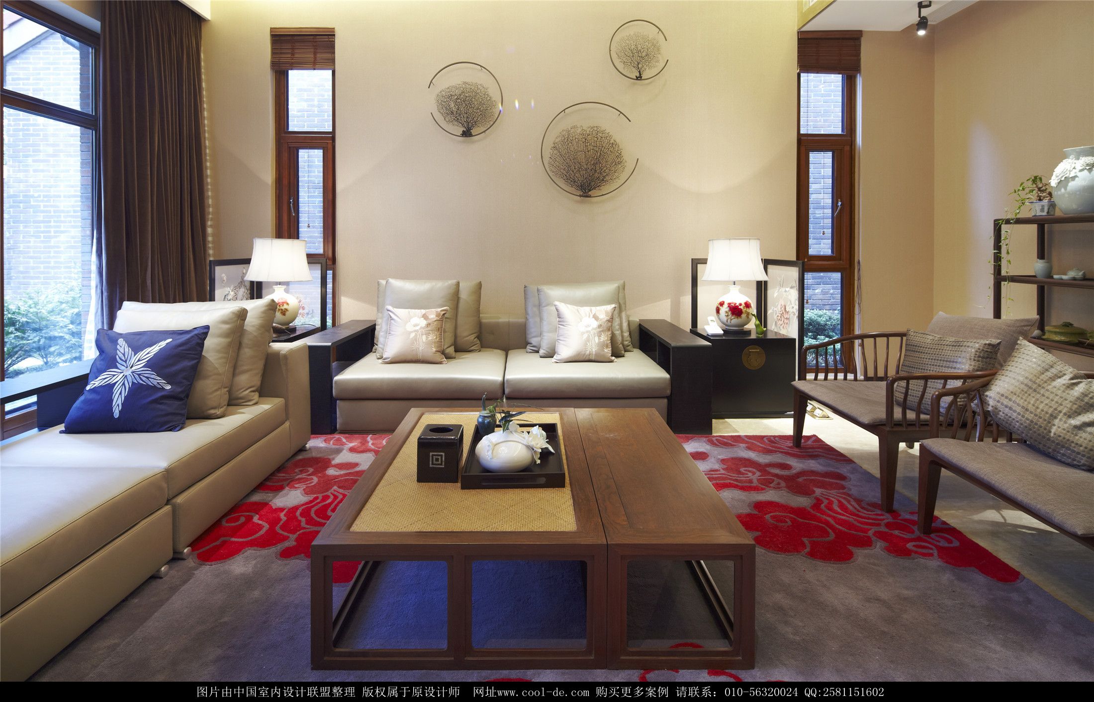 装修房间效果图 别墅装修样板间图片 中式风格 214平米鑫众峰景名苑