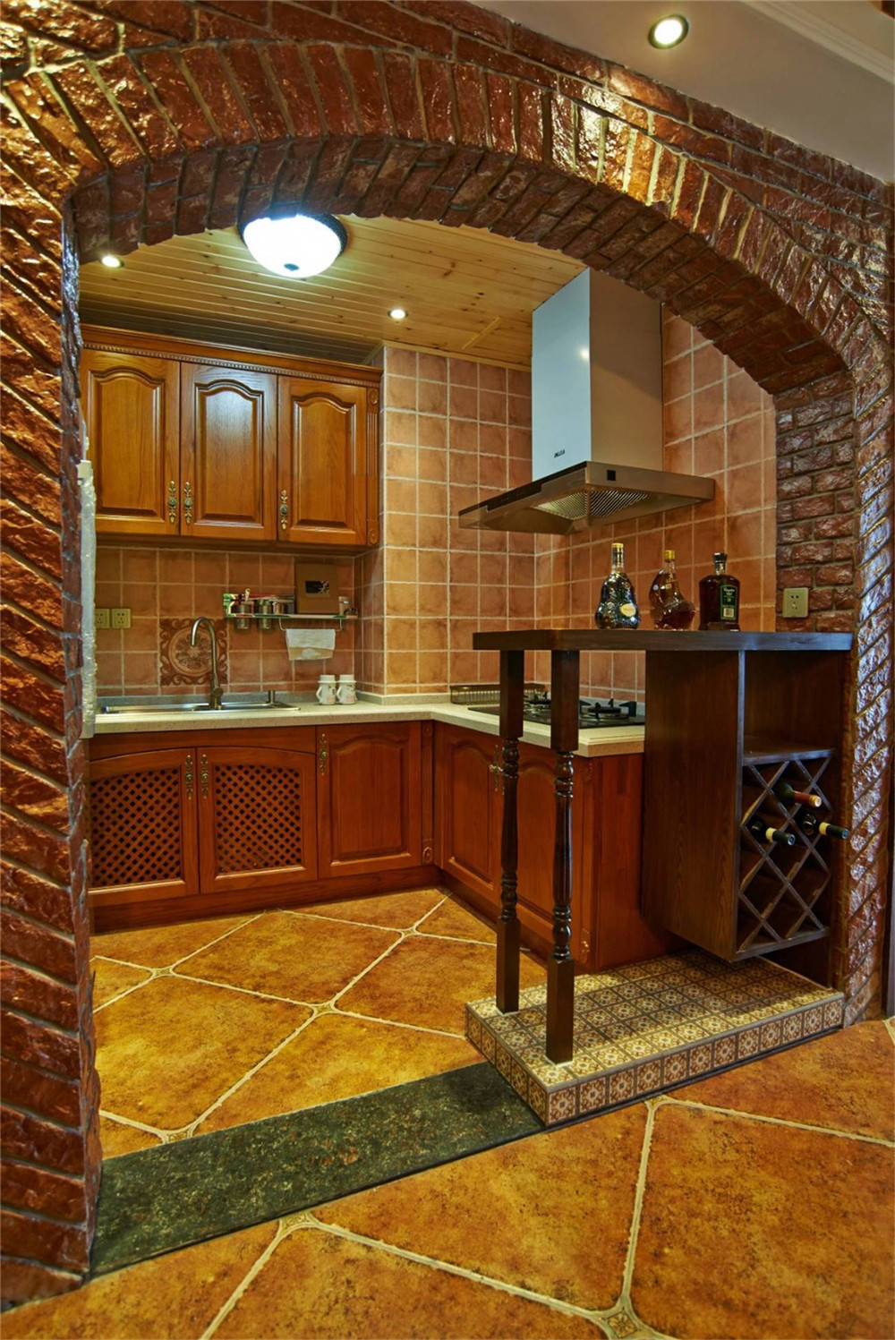 现代橱柜装修案例效果图 7平米灰蓝色橱柜装修图片 林语阳光