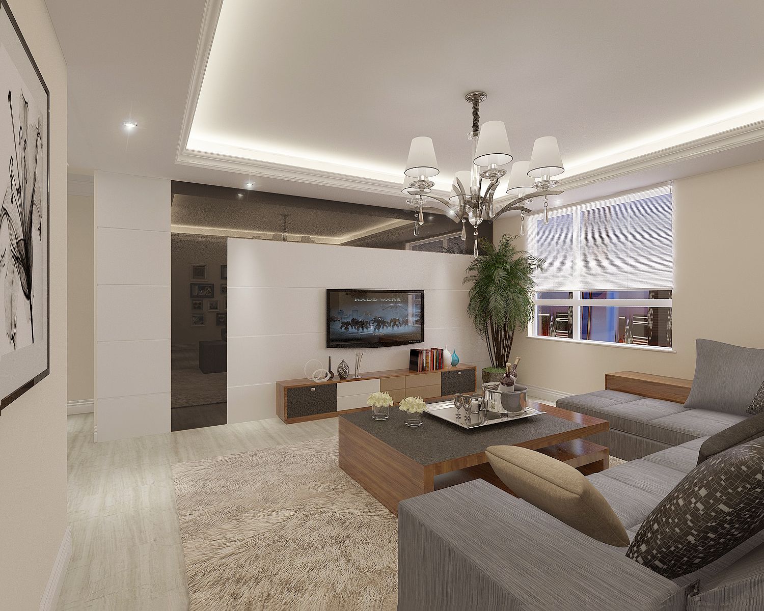 99平米二室一厅装修效果图 简约风格装修样板间图片 世纪城香樟苑