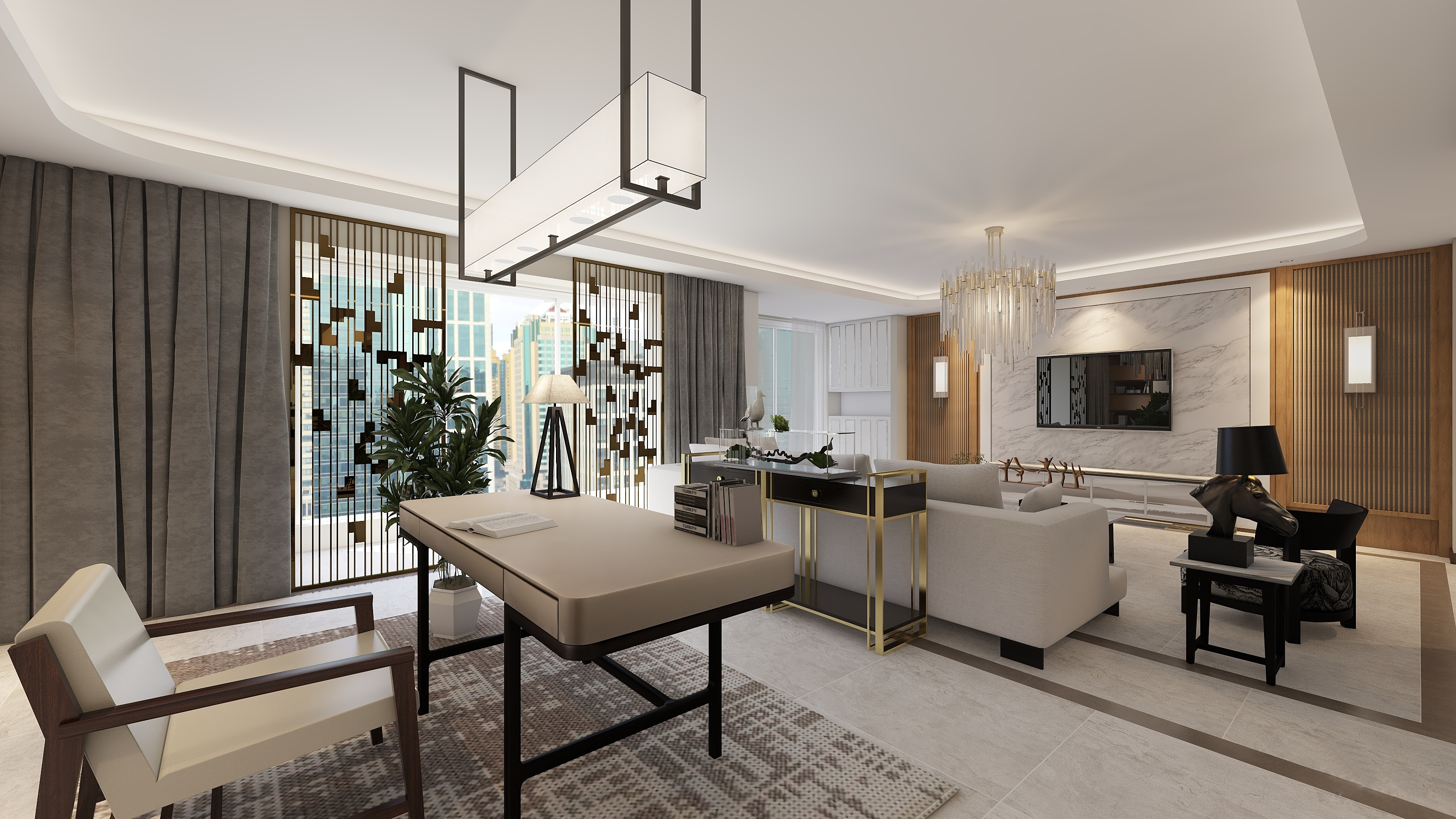 150平米大户型装修效果图 现代风格装修设计效果图片 中华花园