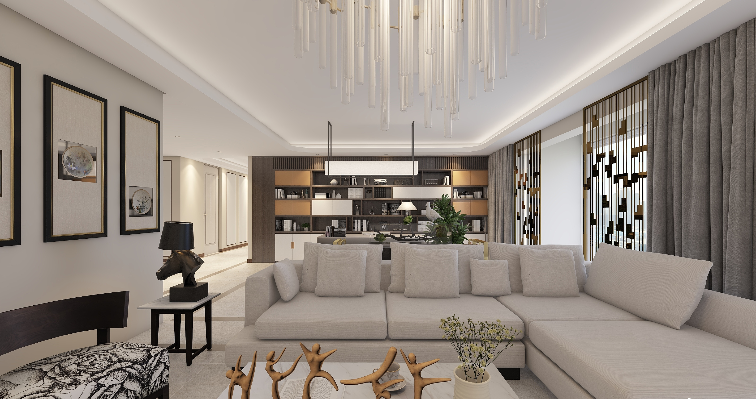 150平米大户型装修效果图 现代风格装修设计效果图片 中华花园