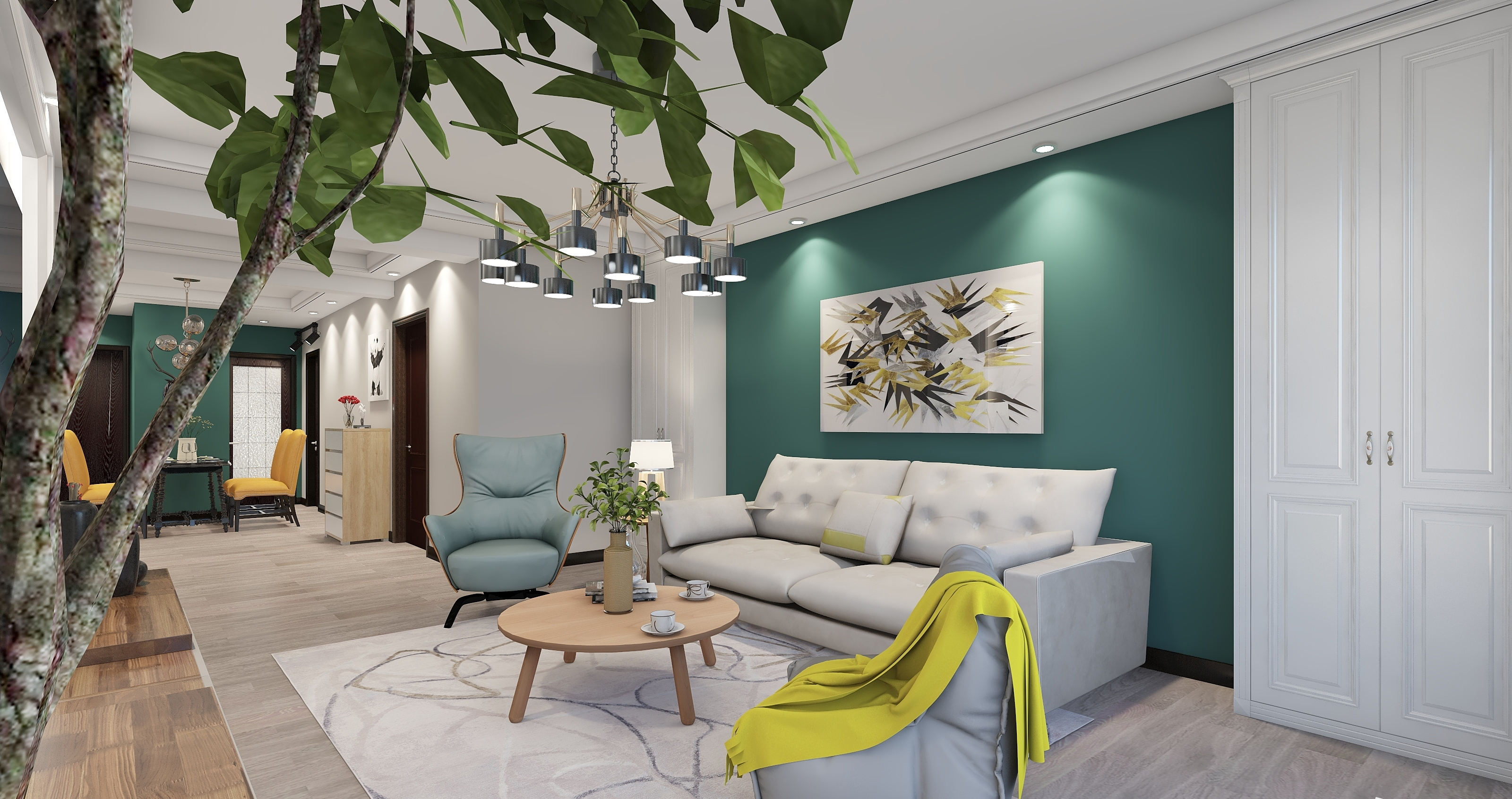 宜家风格装修样板间图片 75平米公寓装修效果图 天源大厦