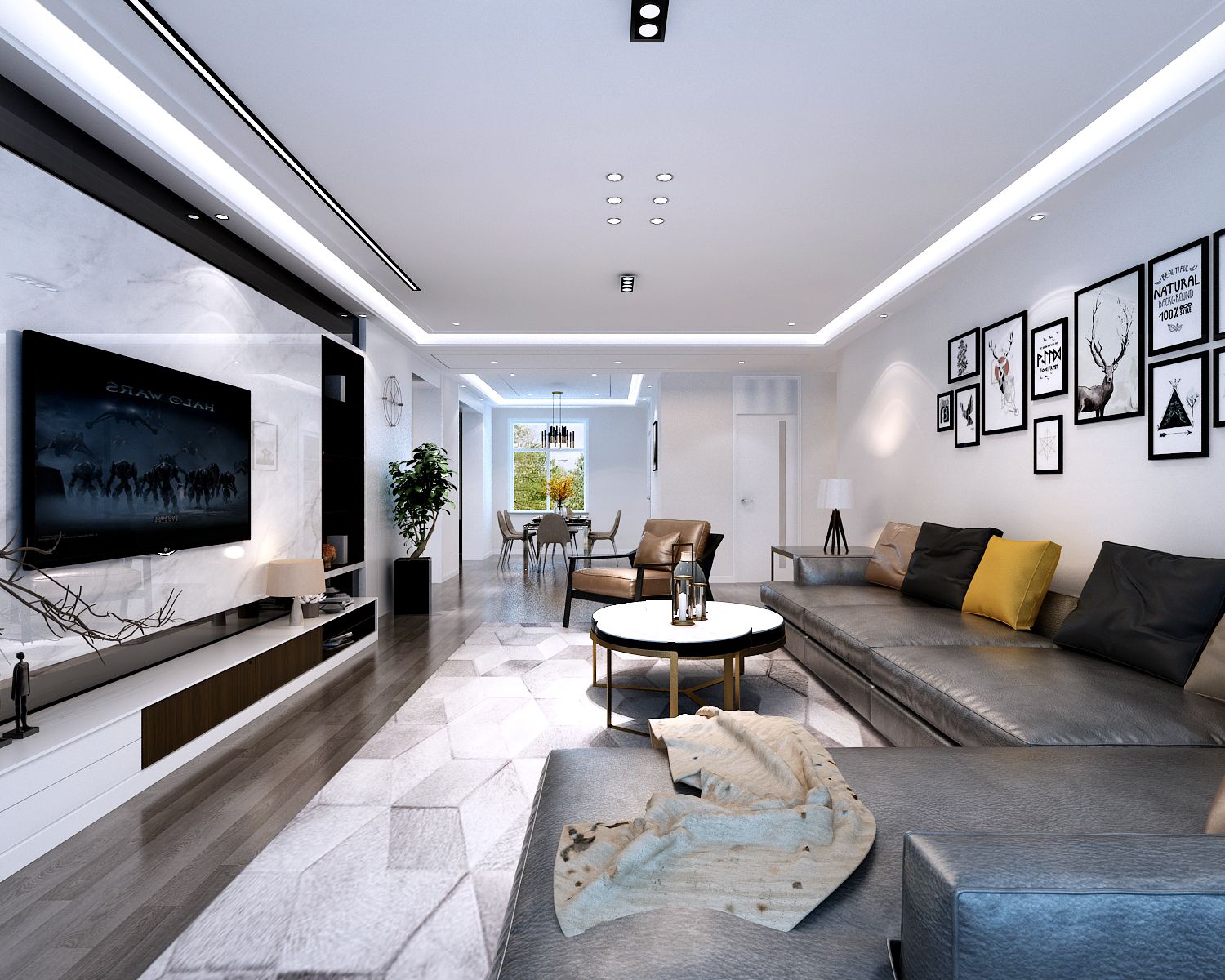 港式风格装修效果图 110平米三室装修样板间图片 金顿小镇