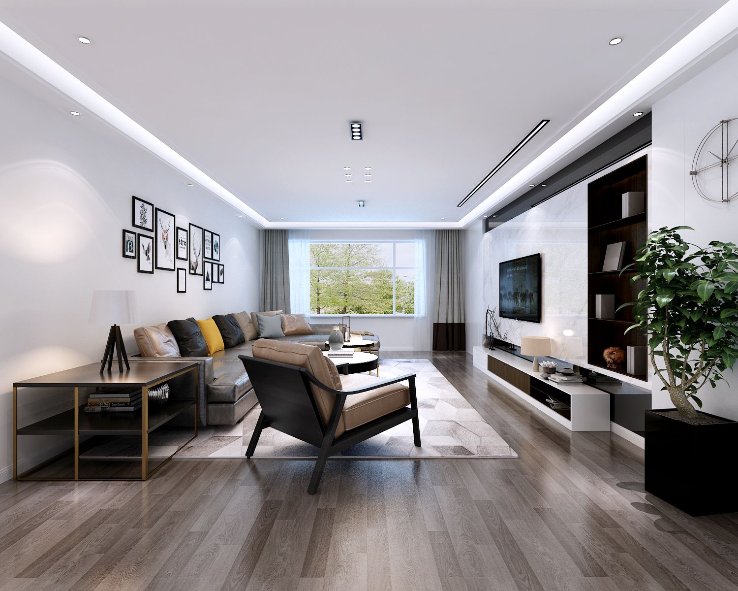 港式风格装修效果图 110平米三室装修样板间图片 金顿小镇