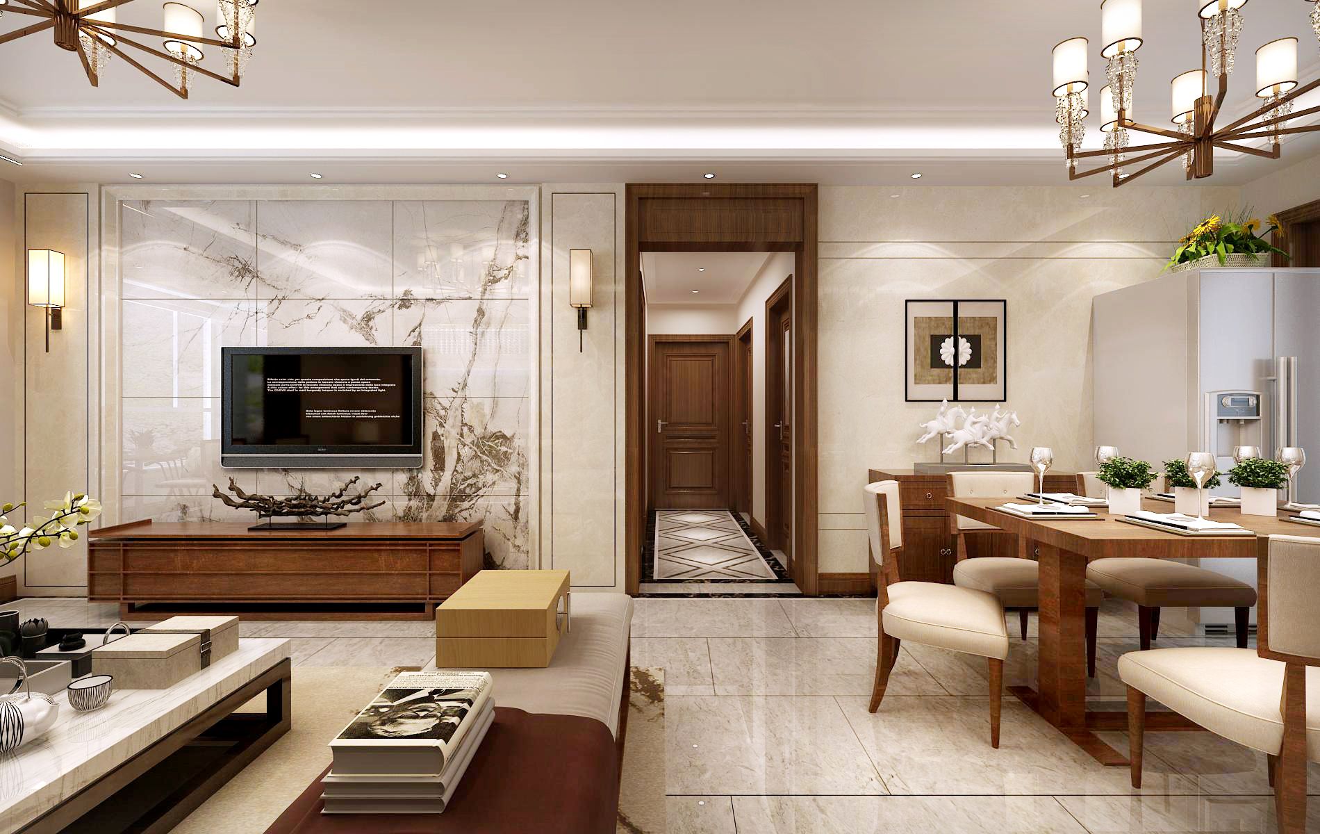 160平米装修效果图 传统中式装修样板间图片 四室两厅 领地凯旋公馆