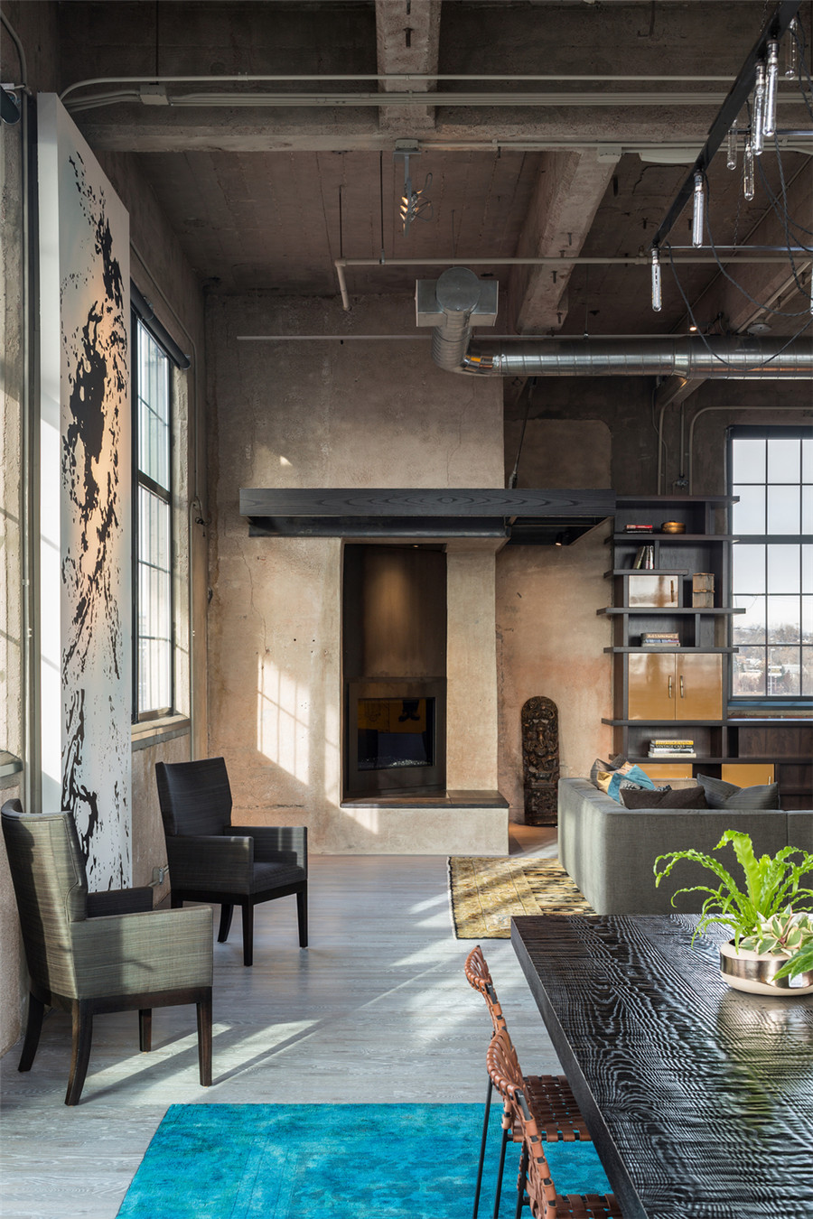 工业装修风格图片 112平米房子装修效果图 复式五洲幸福湾样板间