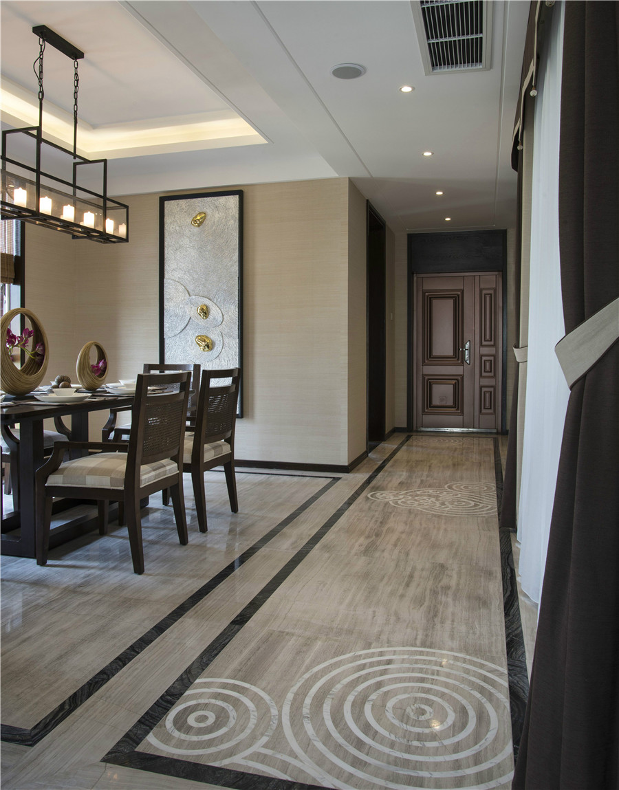 新中式风格装修效果图 140平米复式装修样板间 白石公馆