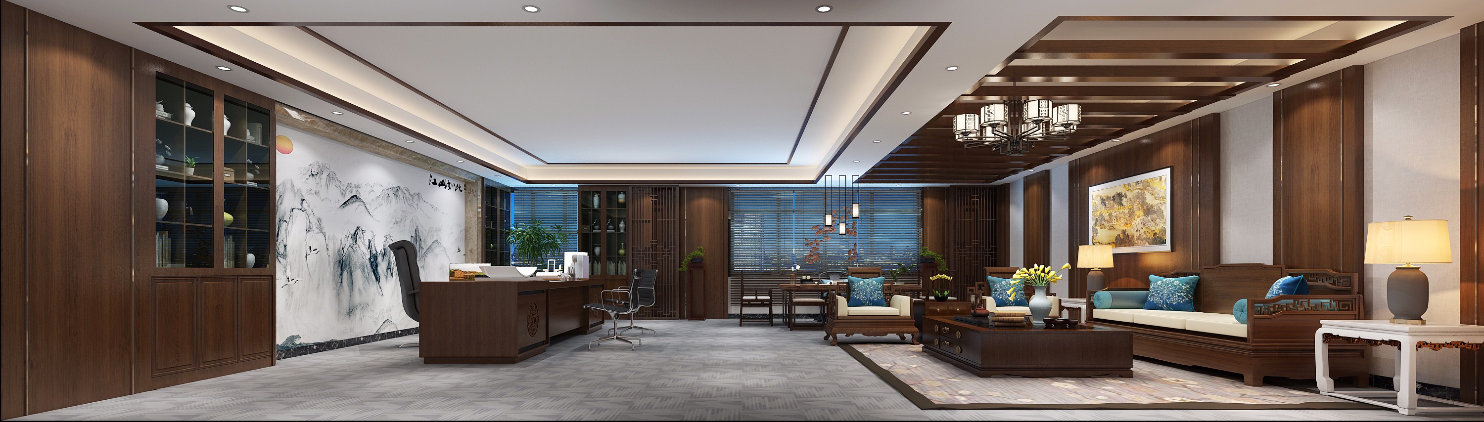 总裁办公室装修设计效果图 个人办公室装修图片 100平米