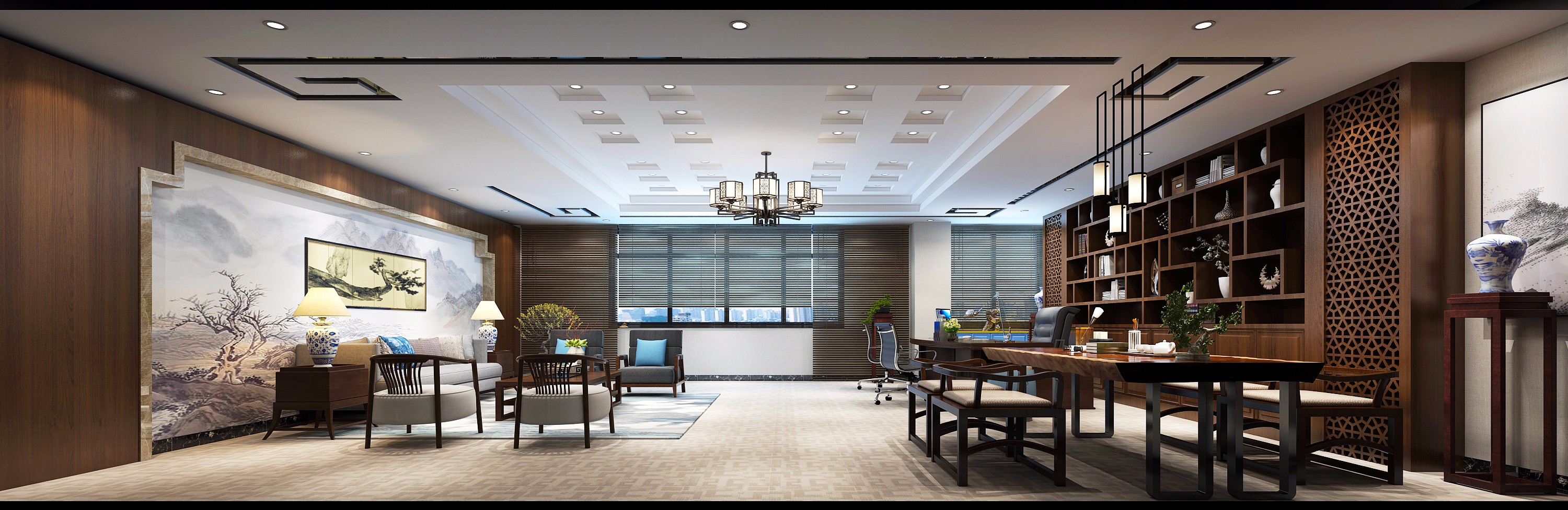 总裁办公室装修设计效果图 个人办公室装修图片 100平米