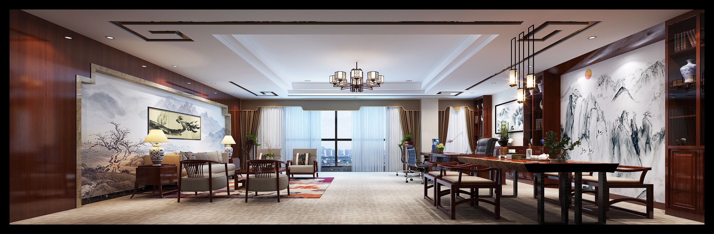 总裁办公室装修设计效果图 个人办公室装修图片 100平米