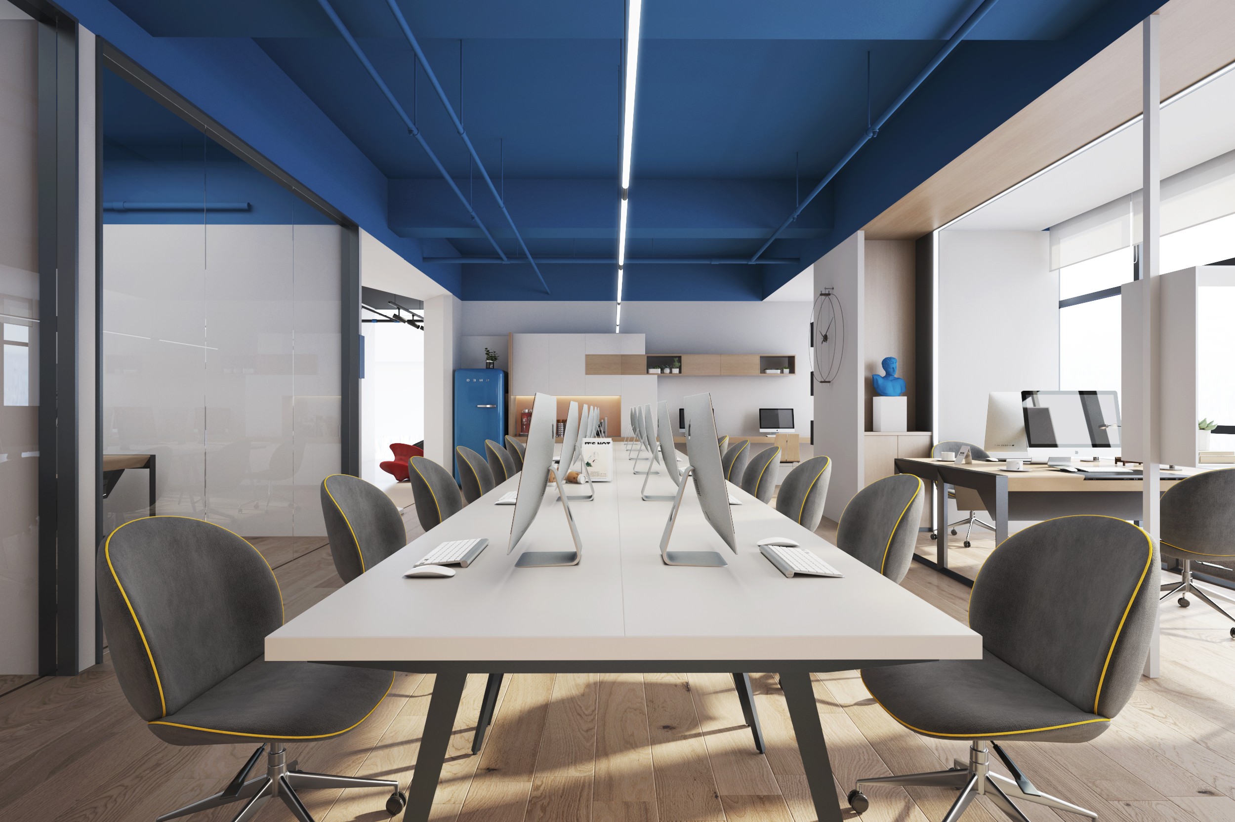 蓝色办公室装修图片230平米