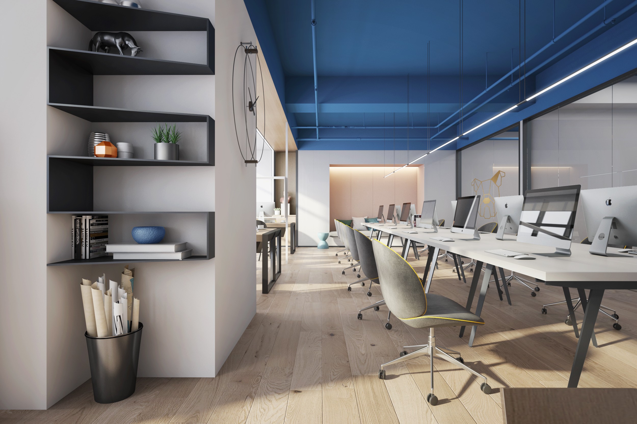 蓝色办公室装修图片230平米