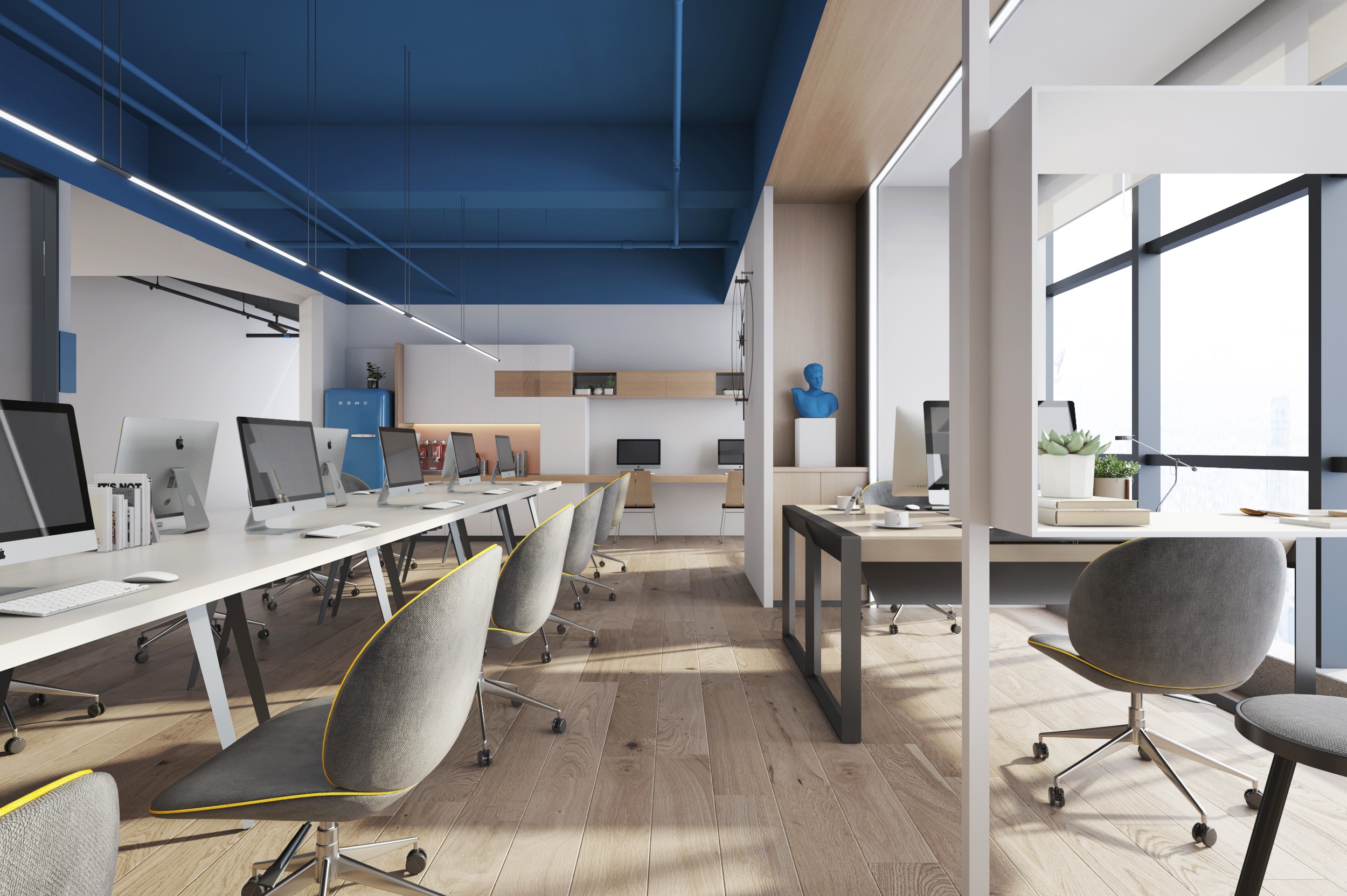 蓝色办公室装修图片230平米