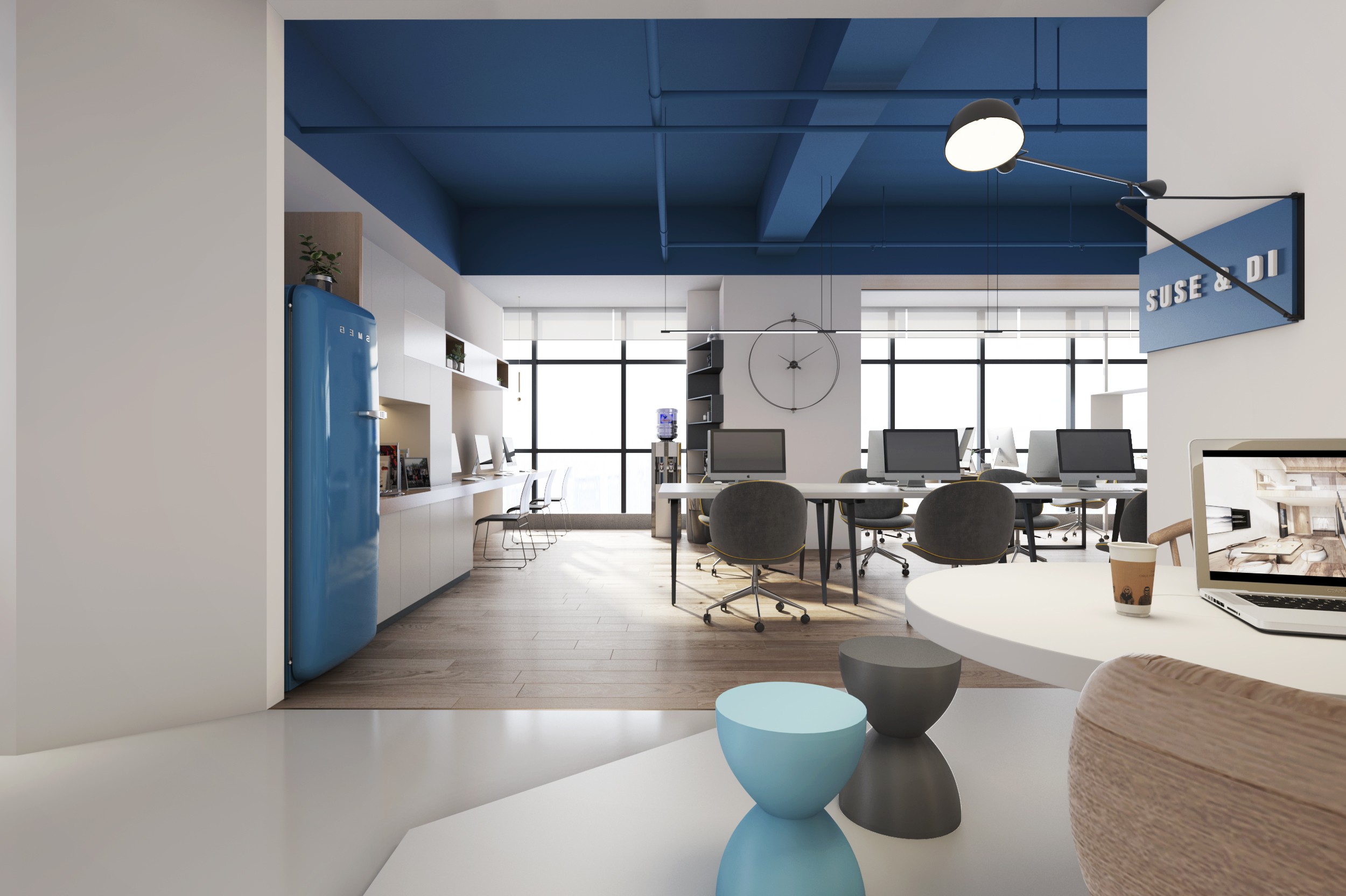 蓝色办公室装修图片230平米