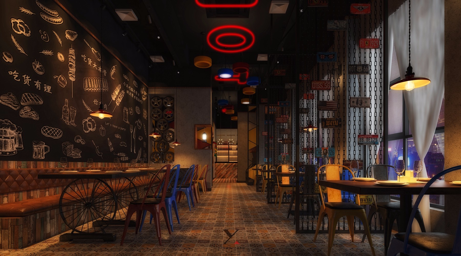 美式风格餐厅装修设计效果图  个性创意餐厅装修图片 140平米