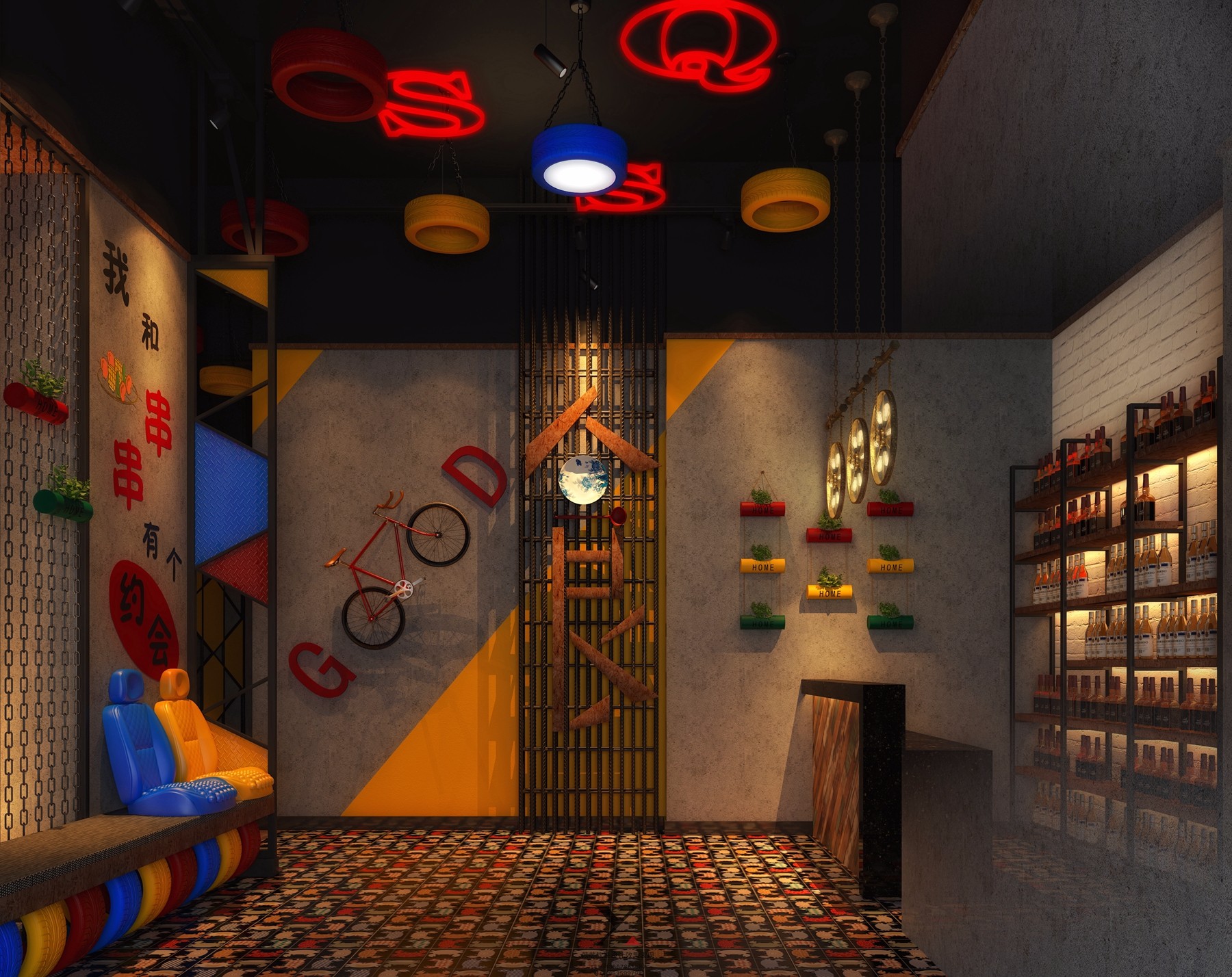 美式风格餐厅装修设计效果图  个性创意餐厅装修图片 140平米