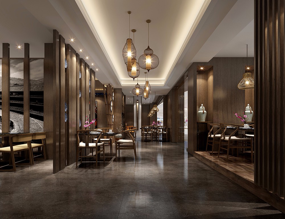 中式风格饭店装修设计效果图 餐厅装修设计图片 350平米