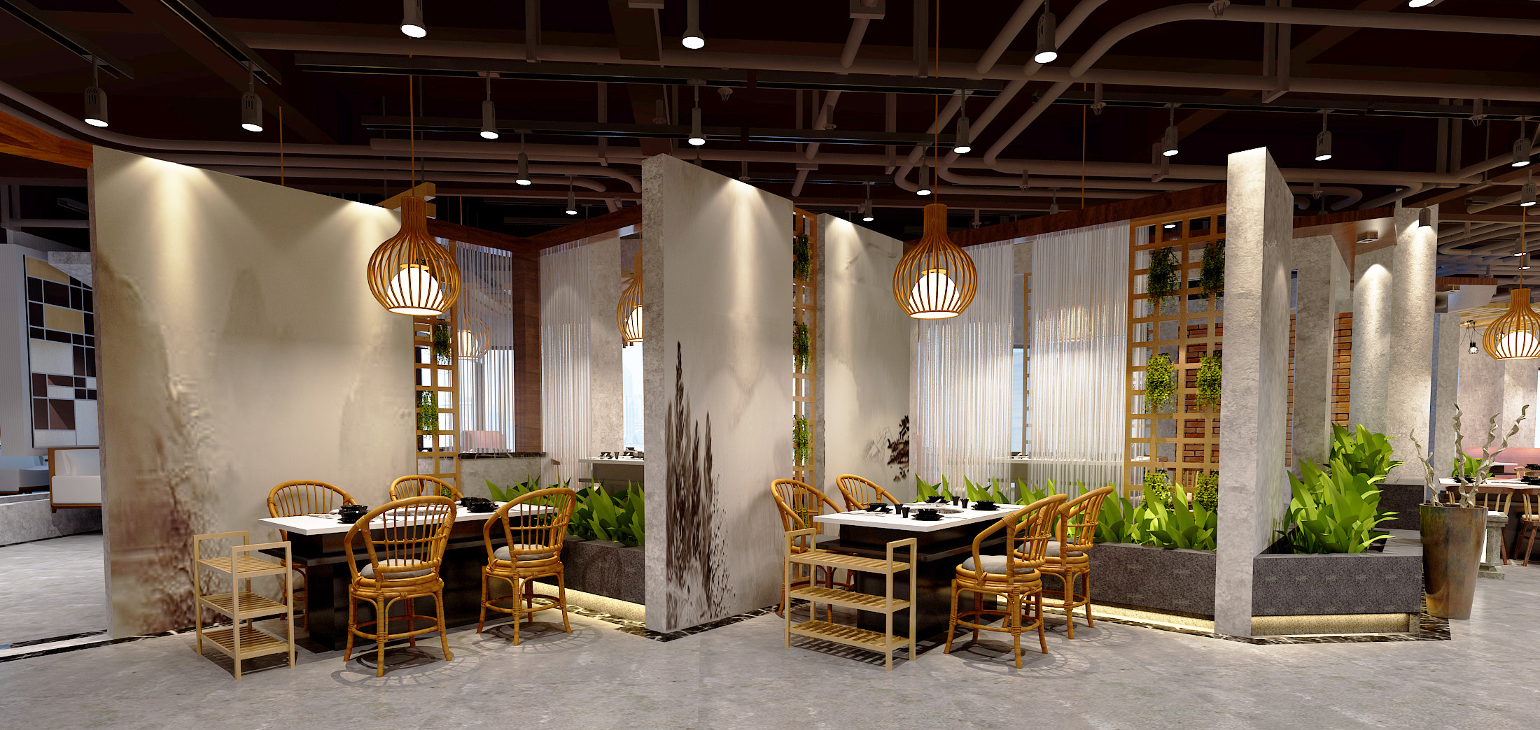 230平米新中式风格餐厅装修效果