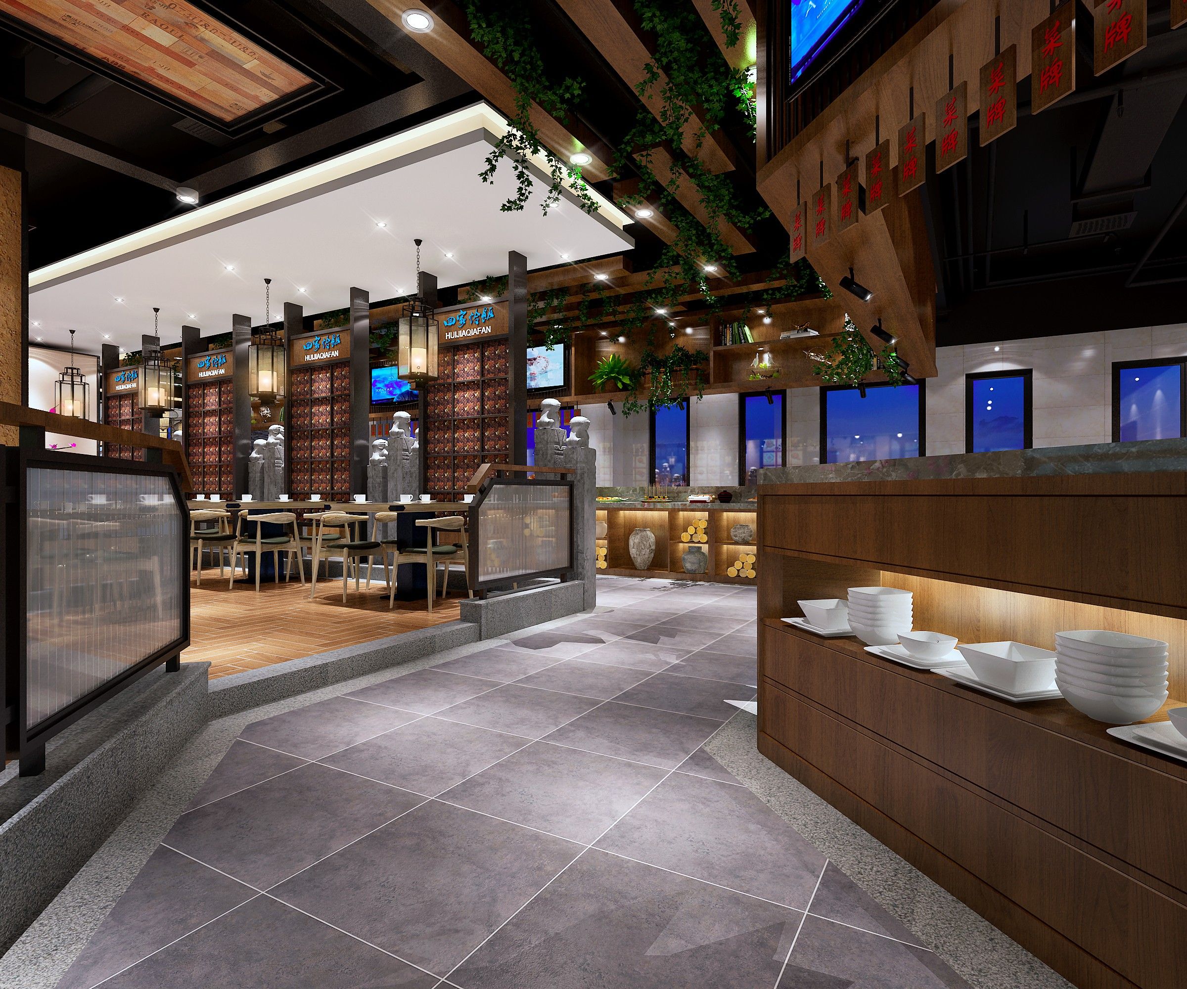 酒店饭店大堂包间装修设计效果图 