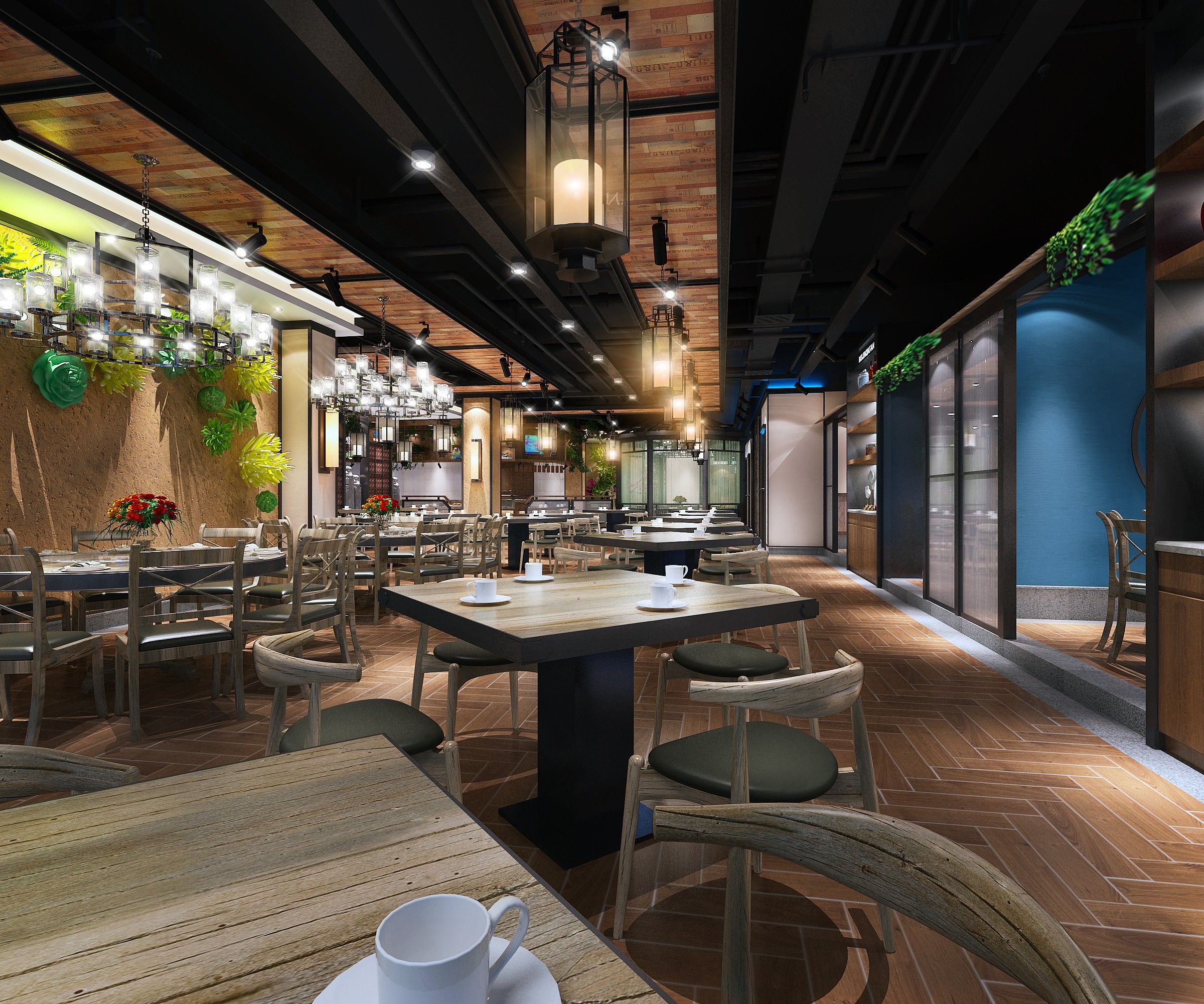 酒店饭店大堂包间装修设计效果图 