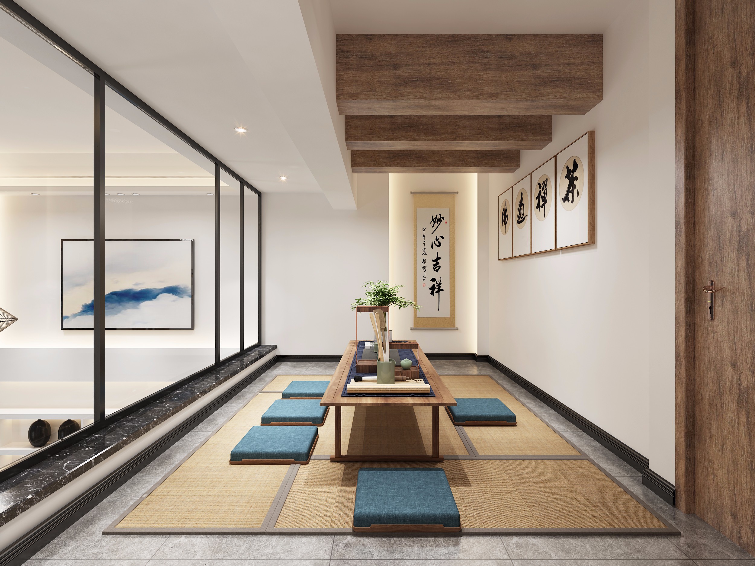 茶室装修效果图欣赏 190平米日式风格茶室装修图片