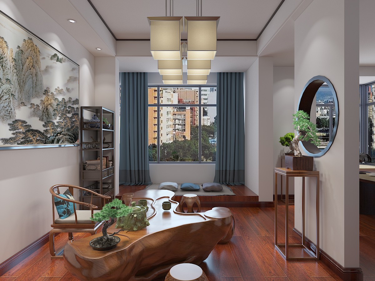 家庭茶室装修设计效果图 中式风格茶室装修设计样板间图片40平米