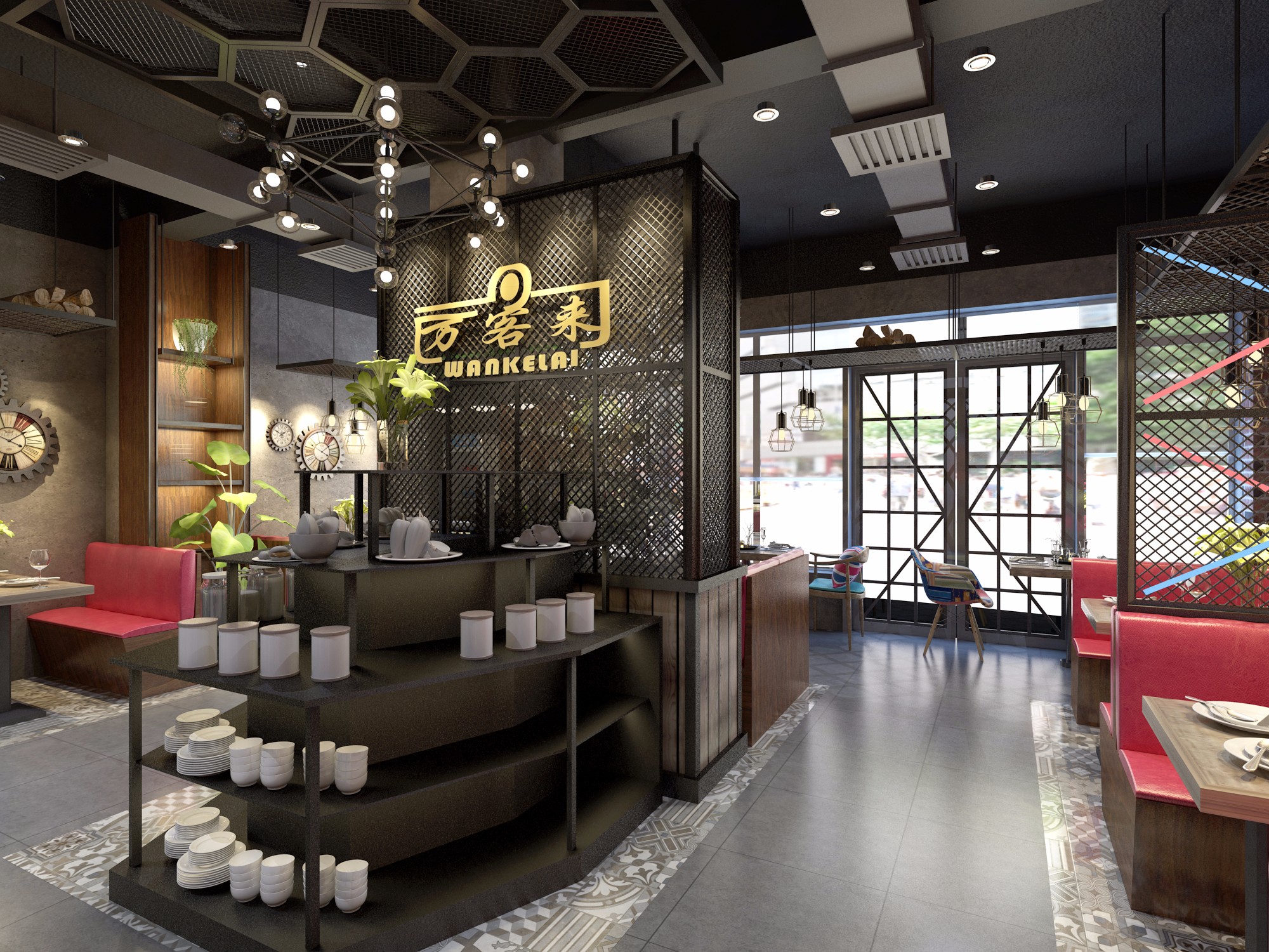 小型餐饮店装修图片 饭店装修设计效果图片 136平米