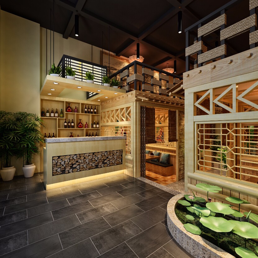 韩式餐厅装修效果图 200平米2019餐厅店铺装修设计案例