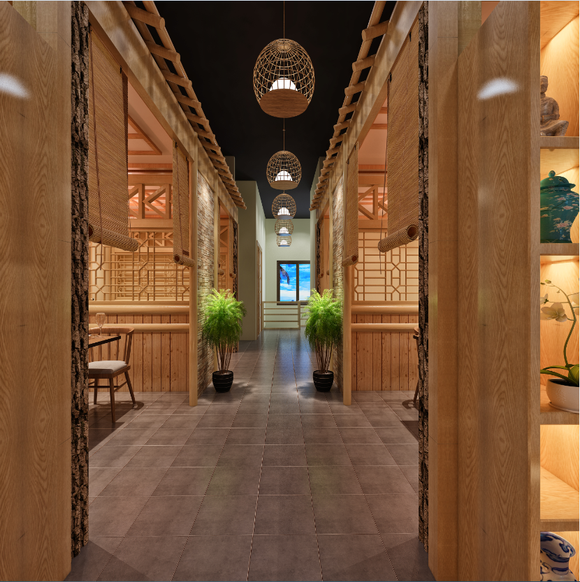 韩式餐厅装修效果图 200平米2019餐厅店铺装修设计案例