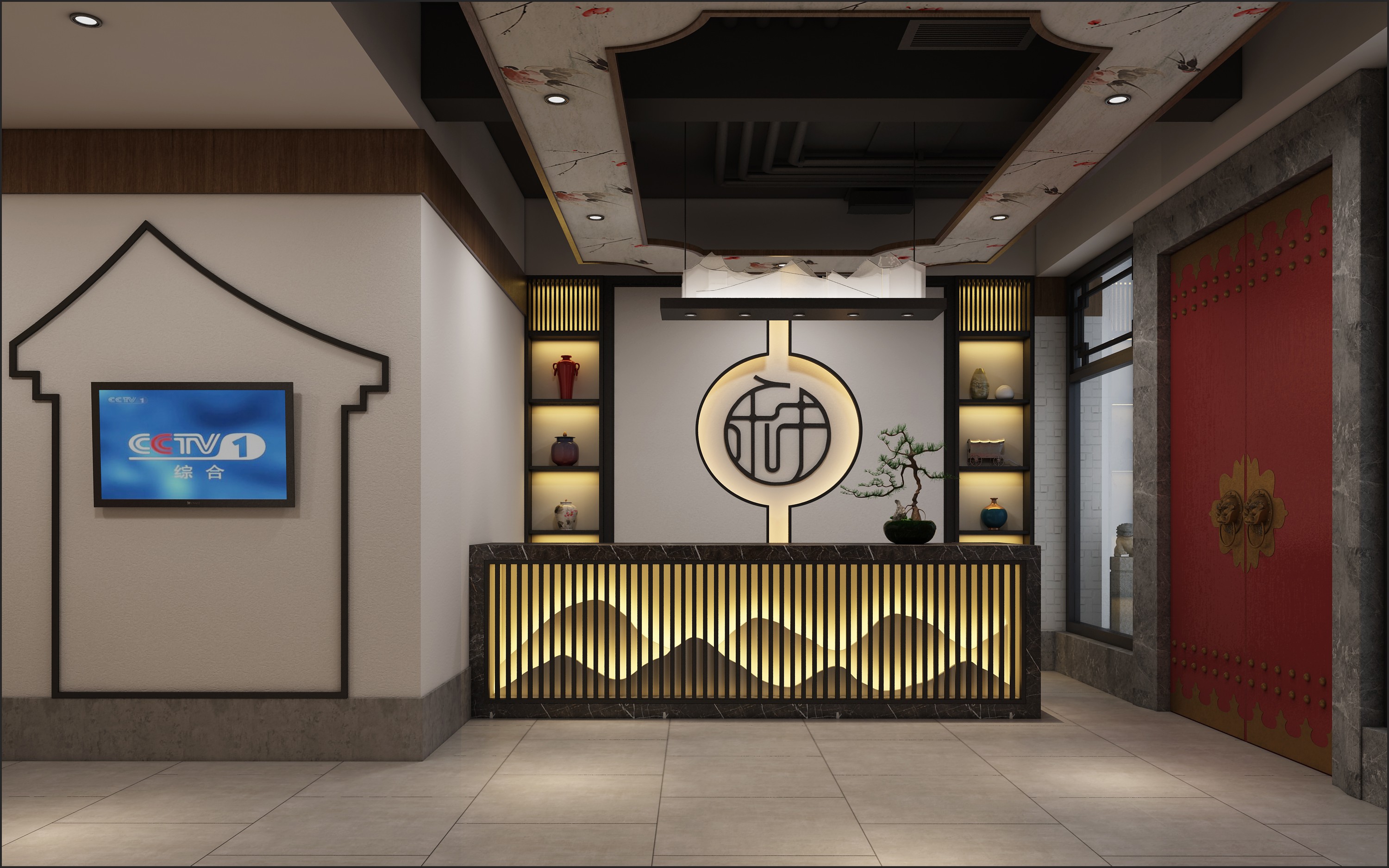 火锅店中式装修风格效果图 288平米火锅店铺装修 