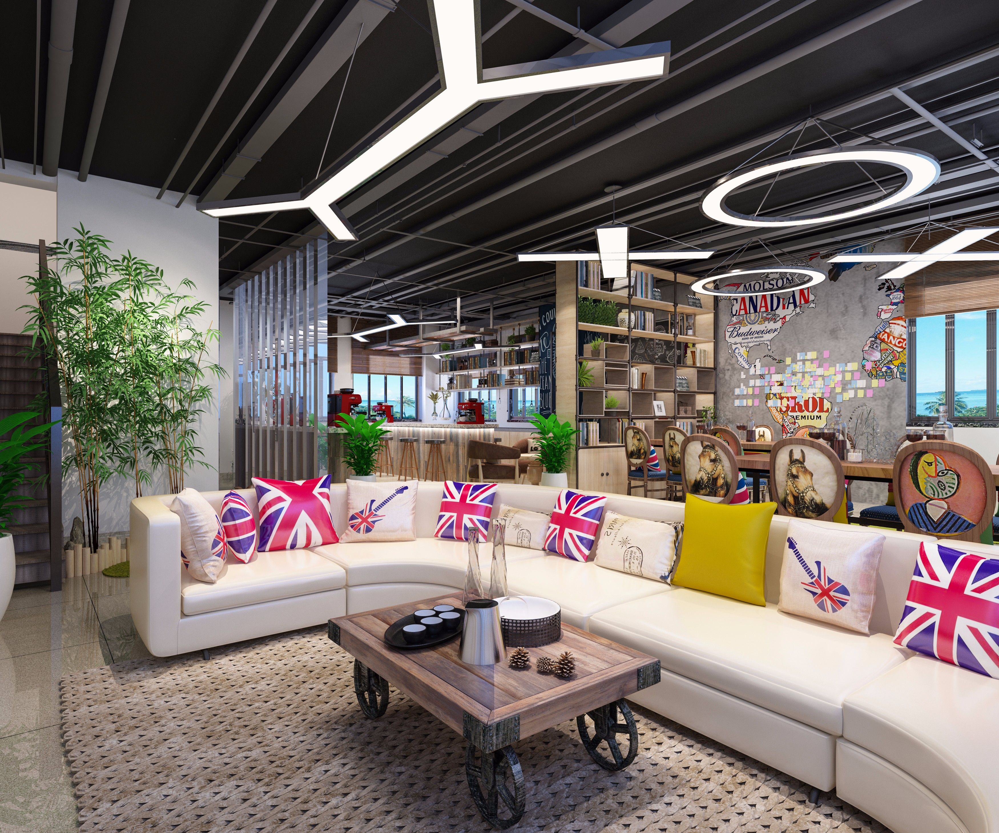   现代风格150平咖啡店装修效果图