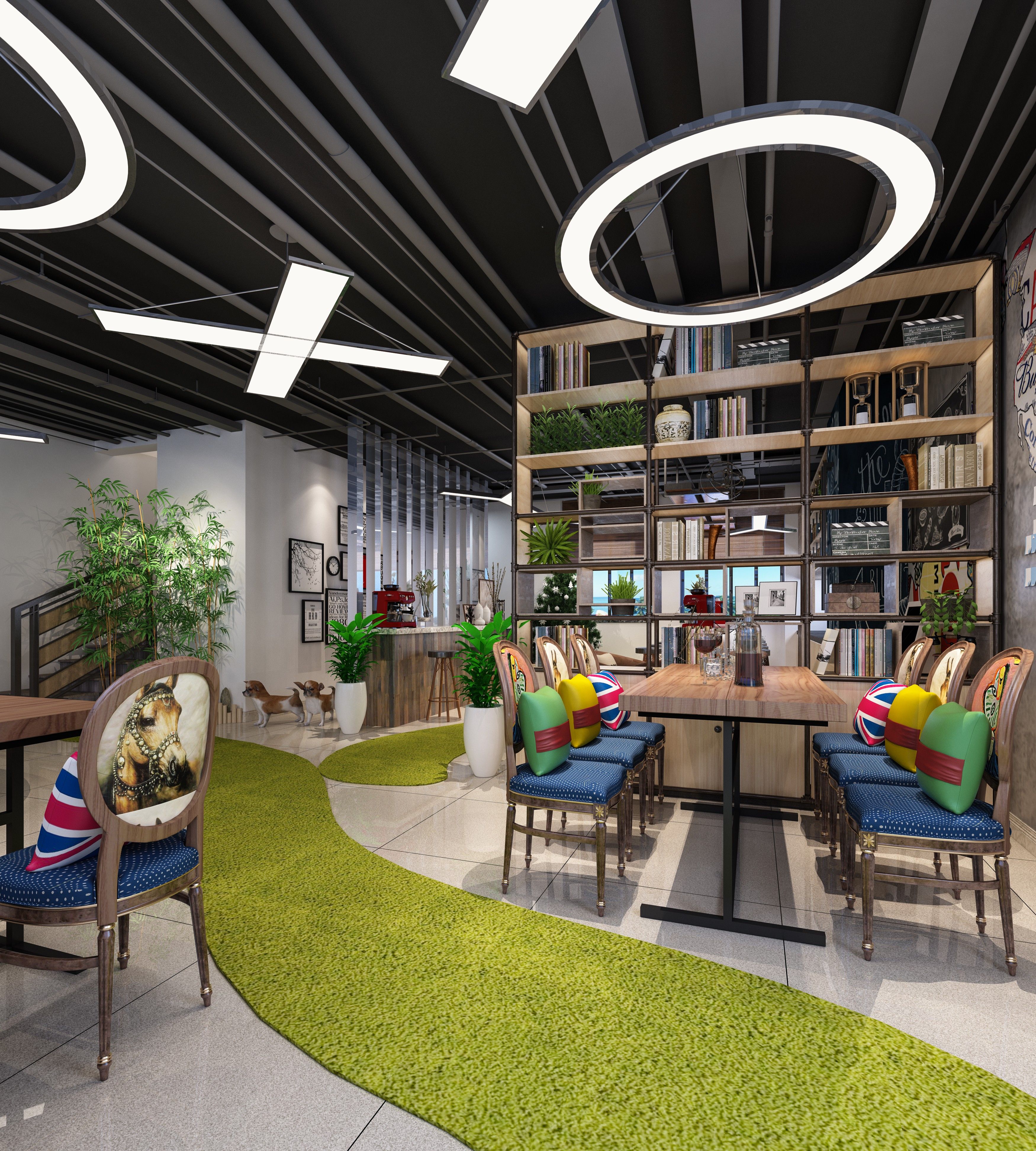   现代风格150平咖啡店装修效果图