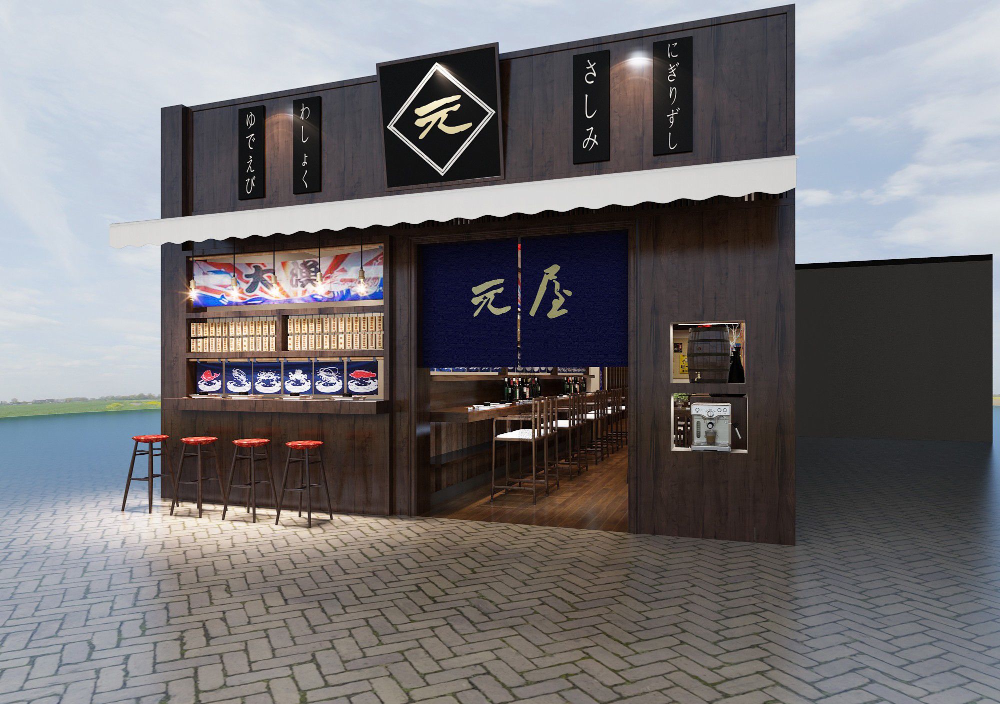 寿司店装修效果图 日式风格餐厅装修设计样板间图片 123平米