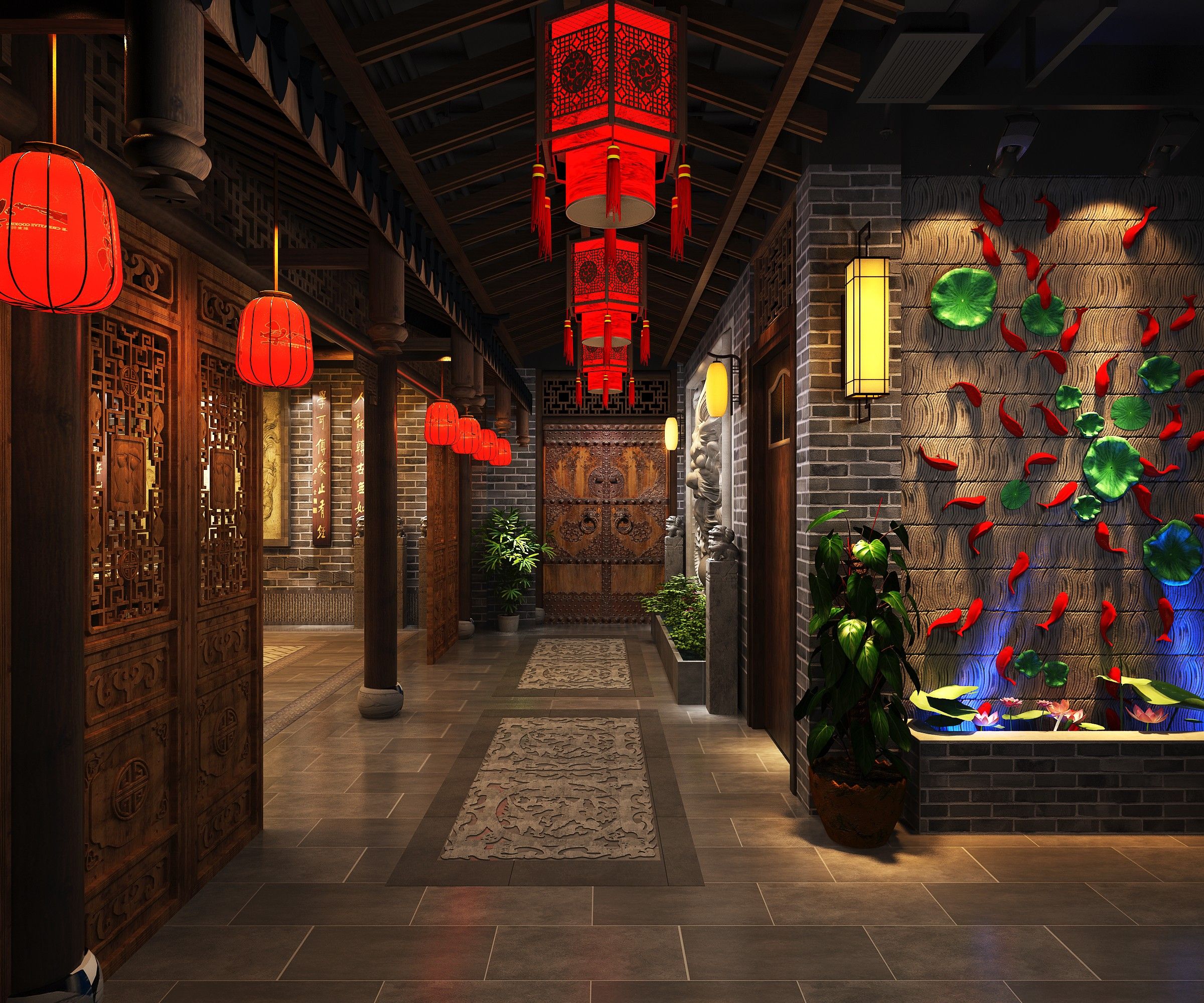 重庆风格火锅店装修设计实景图片  火锅店装修效果图片139平米