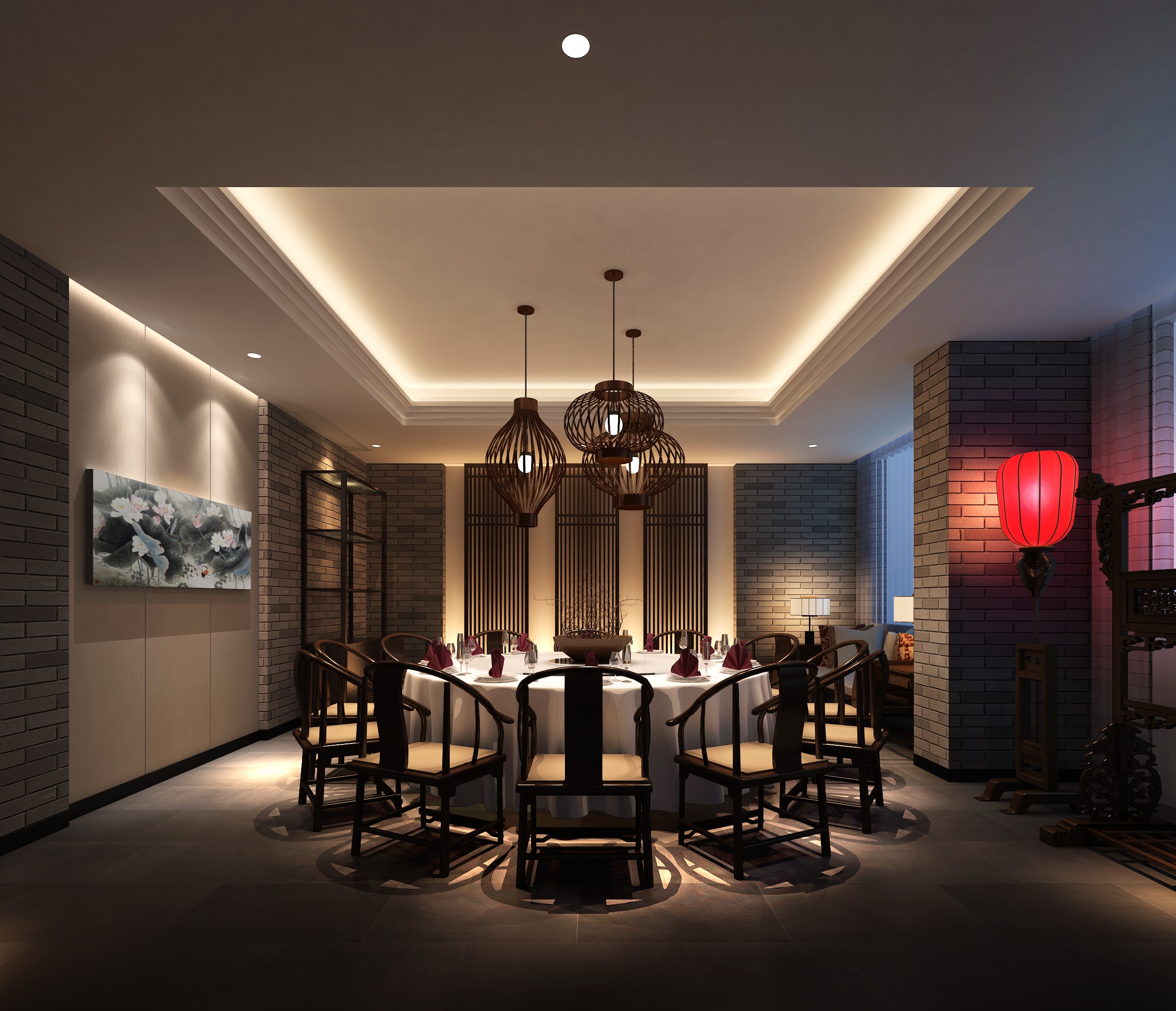 中式风格 火锅店包间装修效果图  256平米火锅店装修图片
