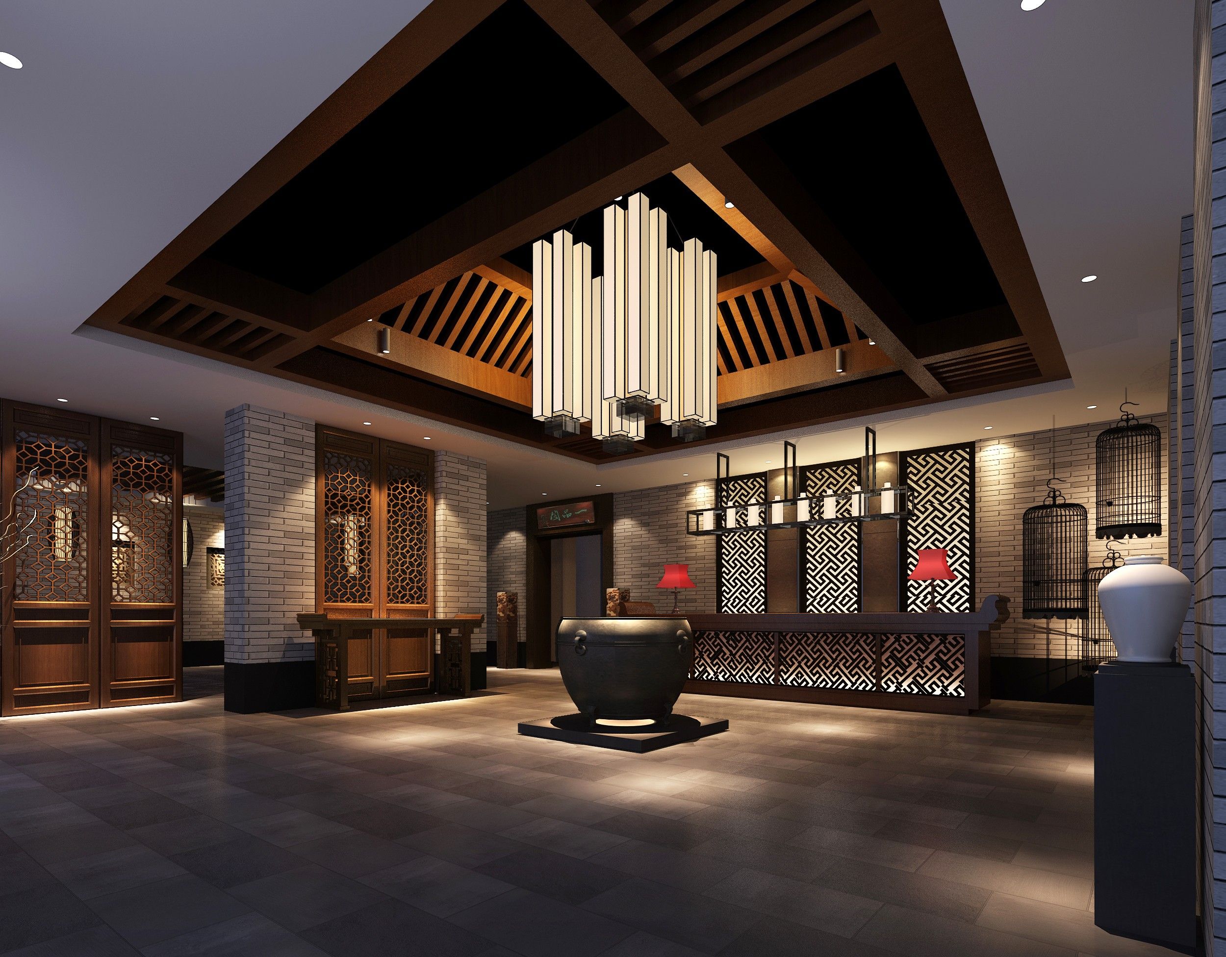 中式风格 火锅店包间装修效果图  256平米火锅店装修图片