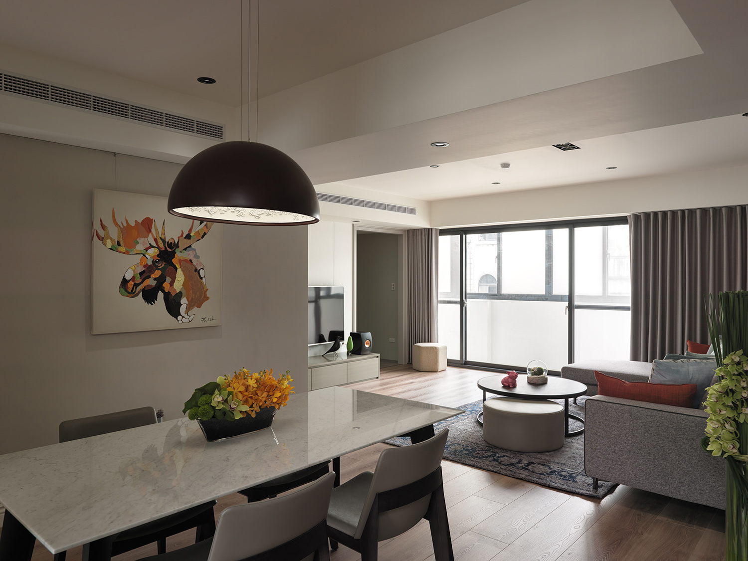 北欧黑白灰性冷淡装修图片 91平米房子装修效果图  二居室绿地城样板间