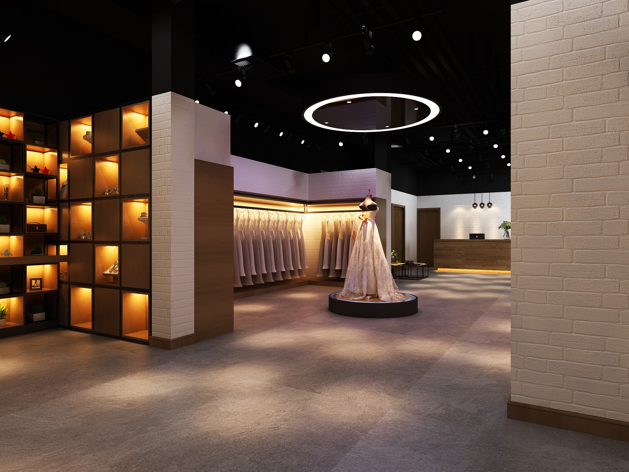 定制婚纱店装修样板间图片90平米 婚纱店复古门头装修效果图