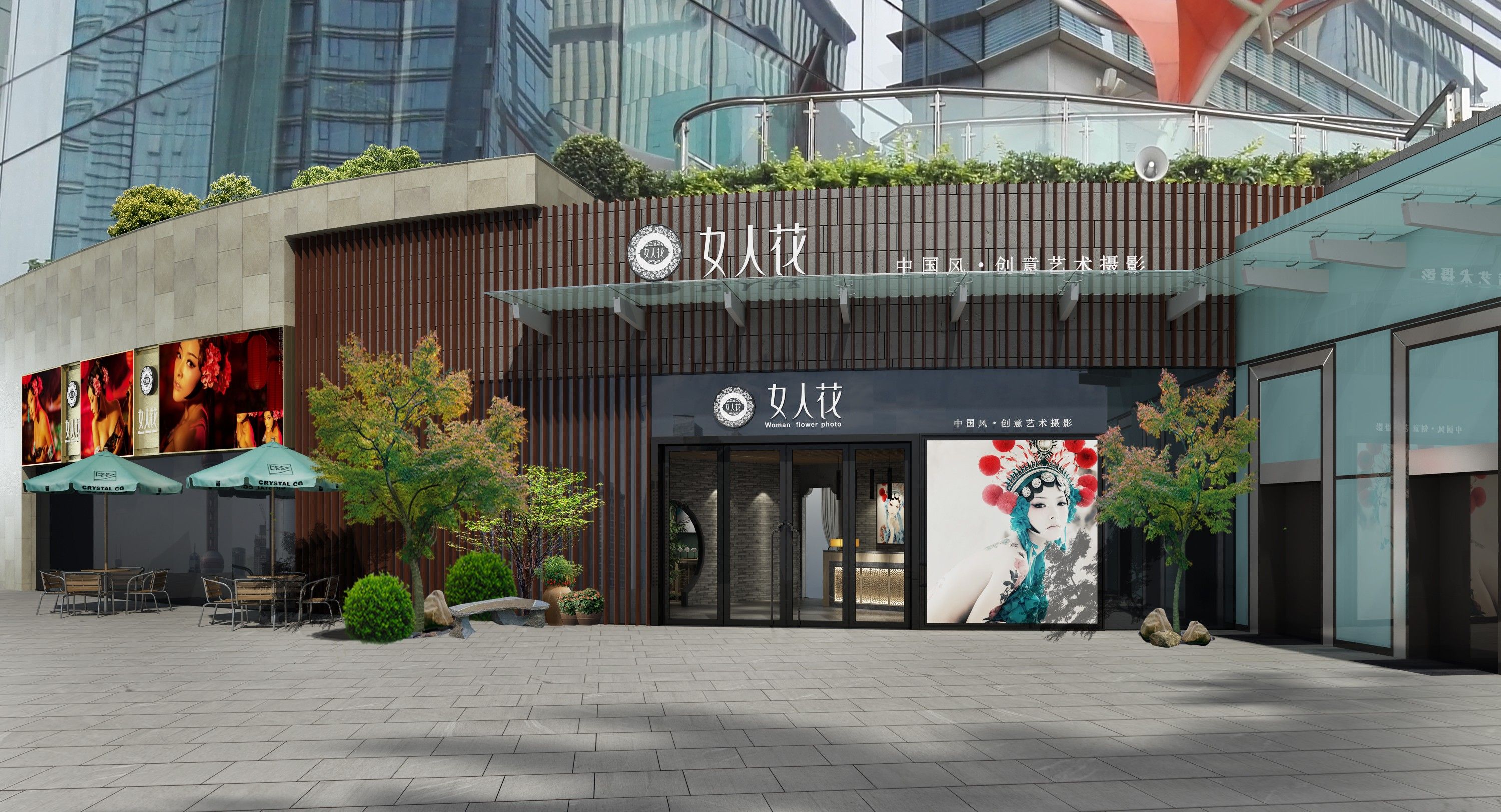 美式婚纱店装修效果图  130平米 婚纱店墙壁装修案例图片