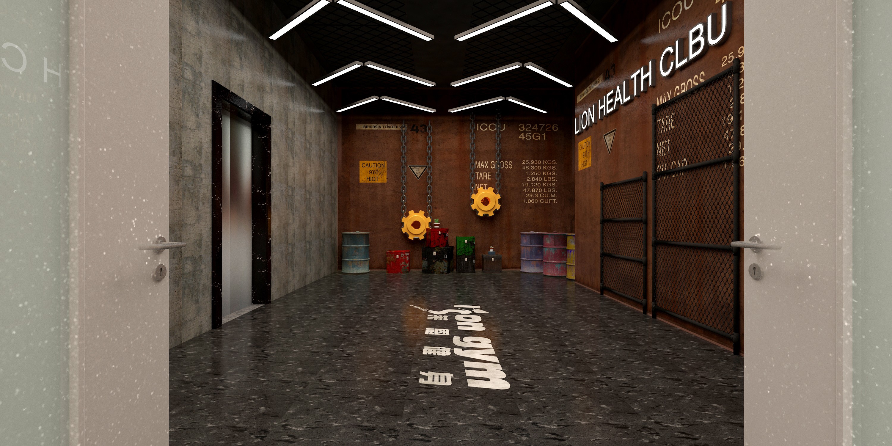 复古健身房装修效果图  健身房墙面装修案例图片160平米