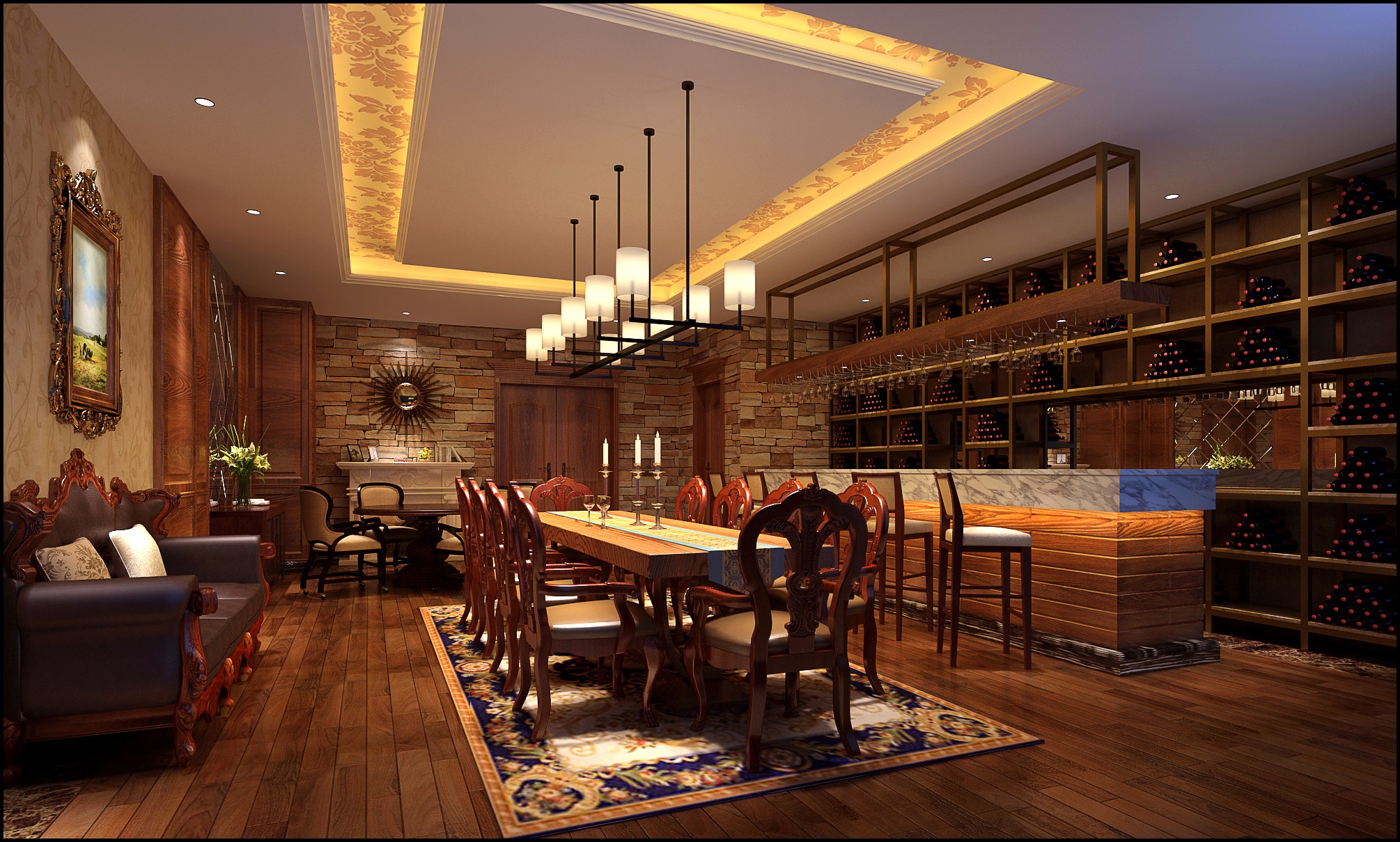 休闲会所装修设计效果图片 新中式装修设计样板间图片 400平米