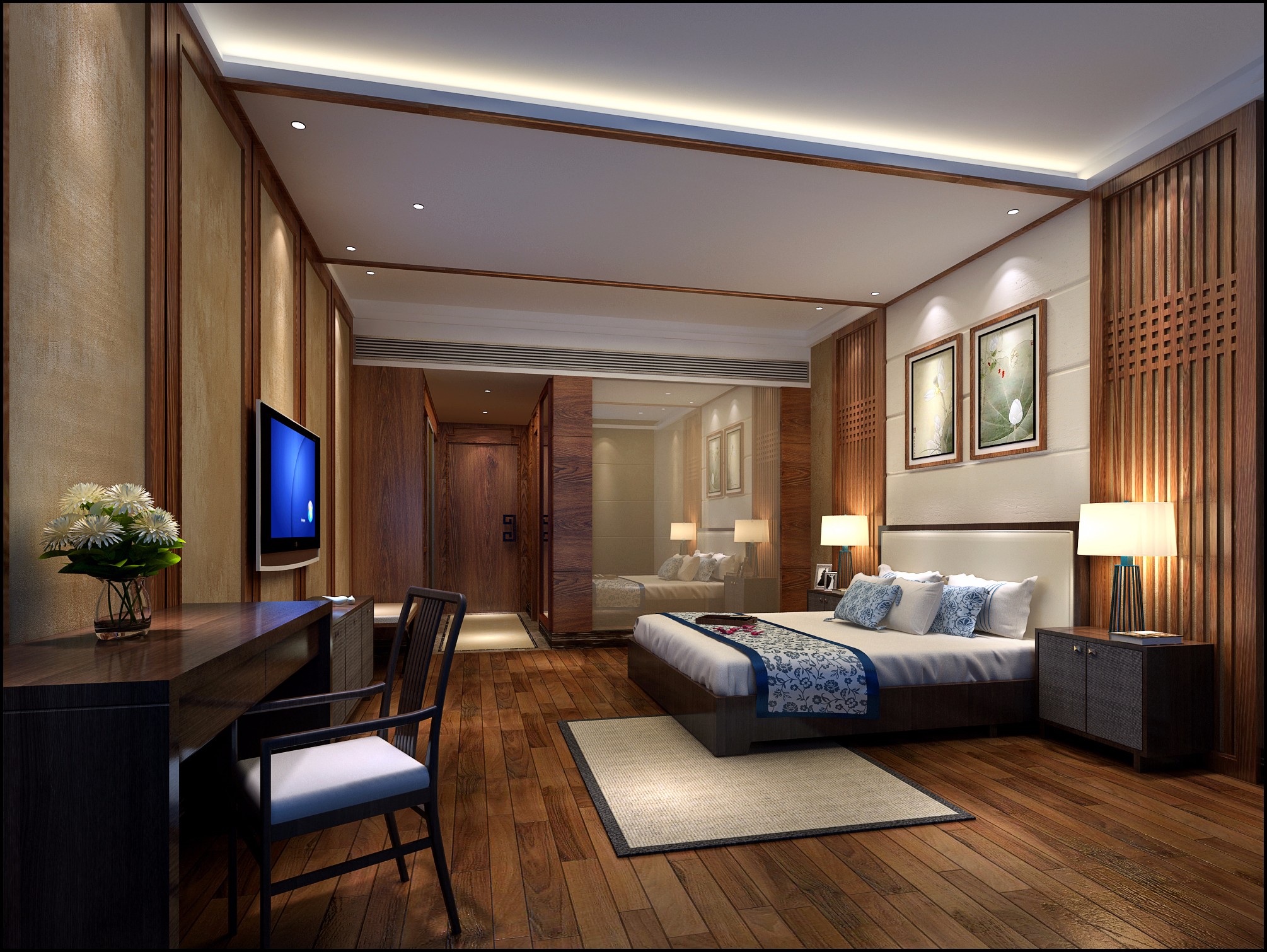 休闲会所装修设计效果图片 新中式装修设计样板间图片 400平米