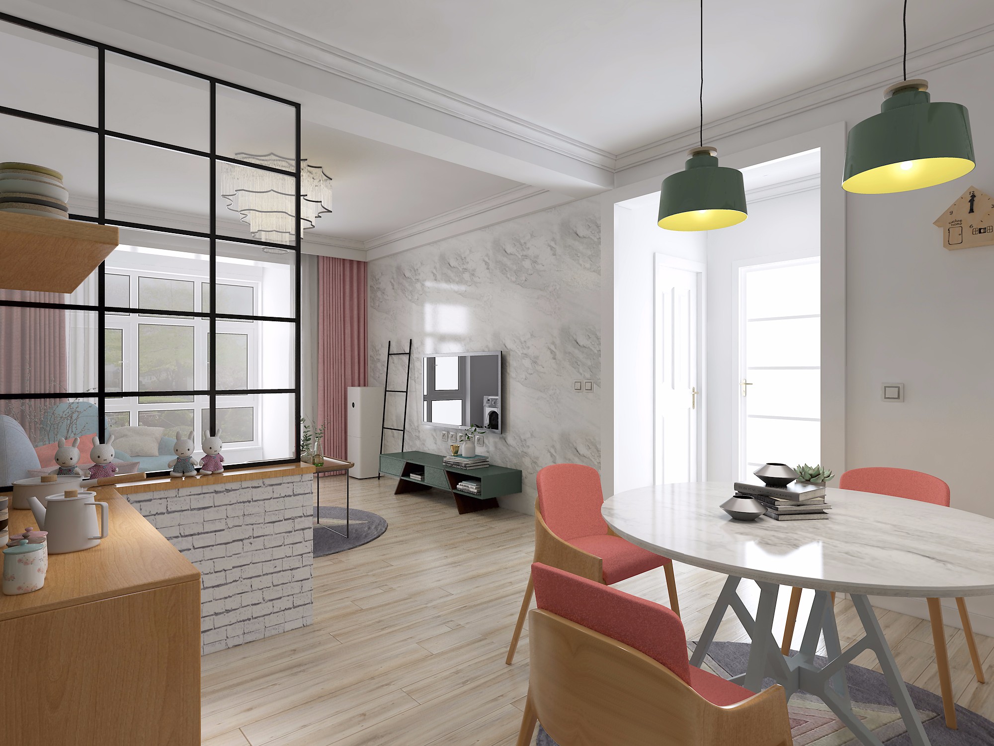 小田园ins风格装修图片 116平米房子装修效果图 两室芳馨园样板间