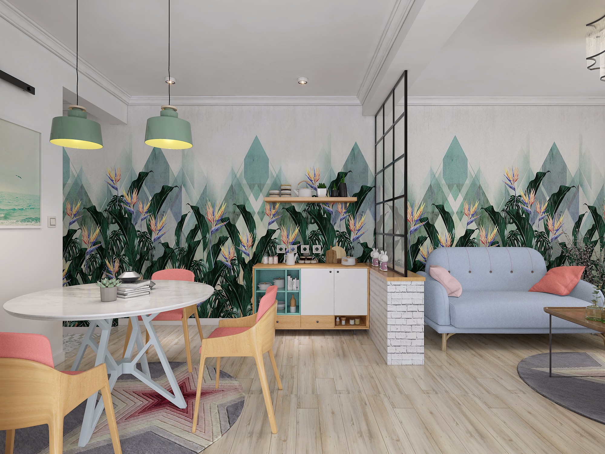 小田园ins风格装修图片 116平米房子装修效果图 两室芳馨园样板间