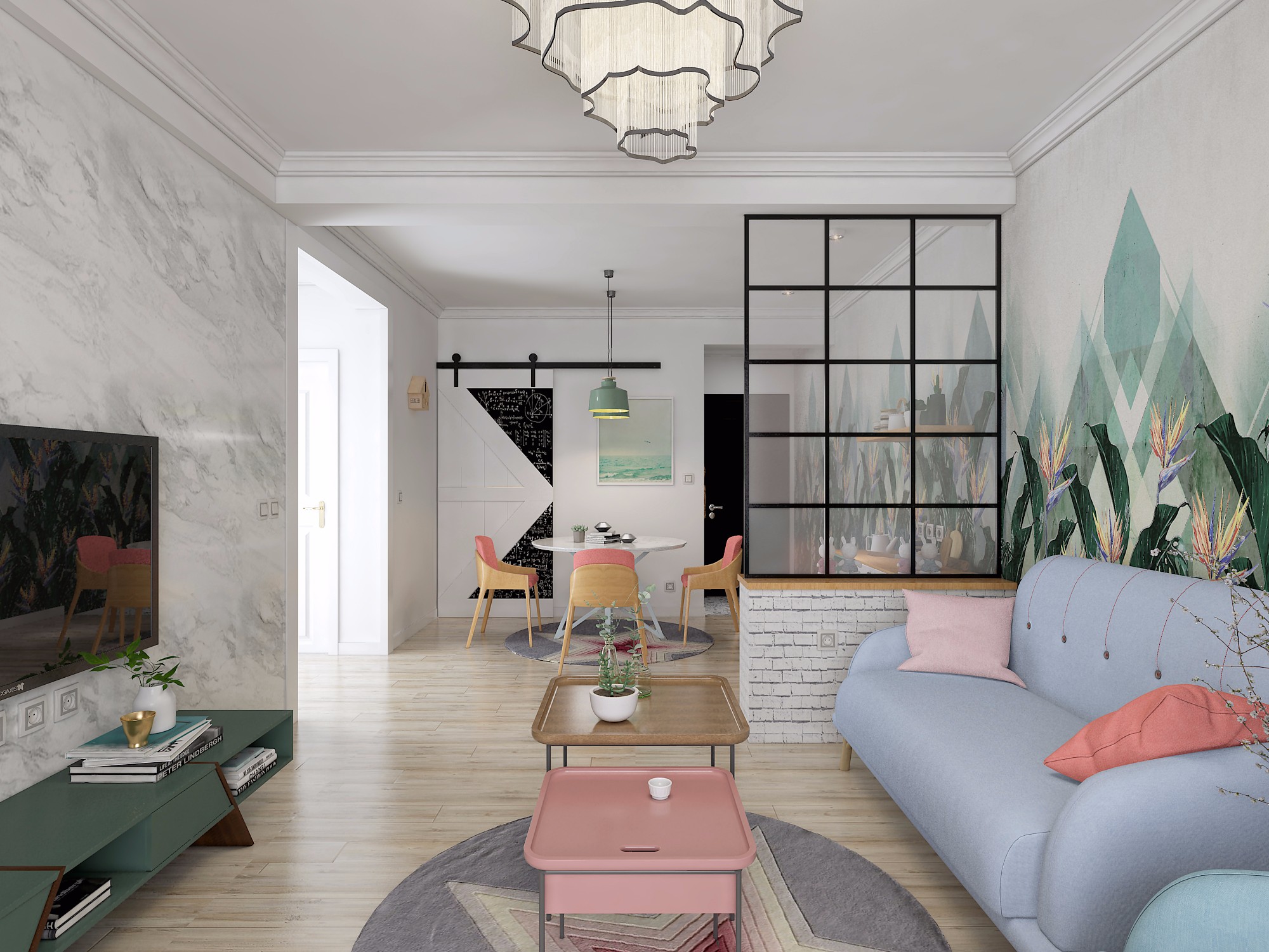 小田园ins风格装修图片 116平米房子装修效果图 两室芳馨园样板间