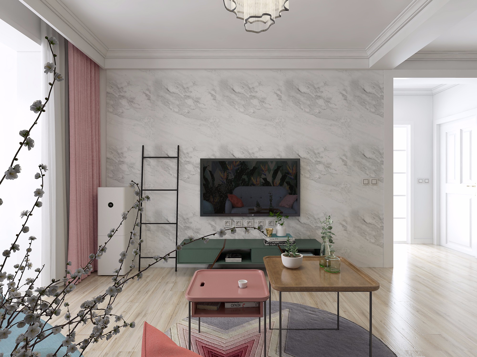 小田园ins风格装修图片 116平米房子装修效果图 两室芳馨园样板间